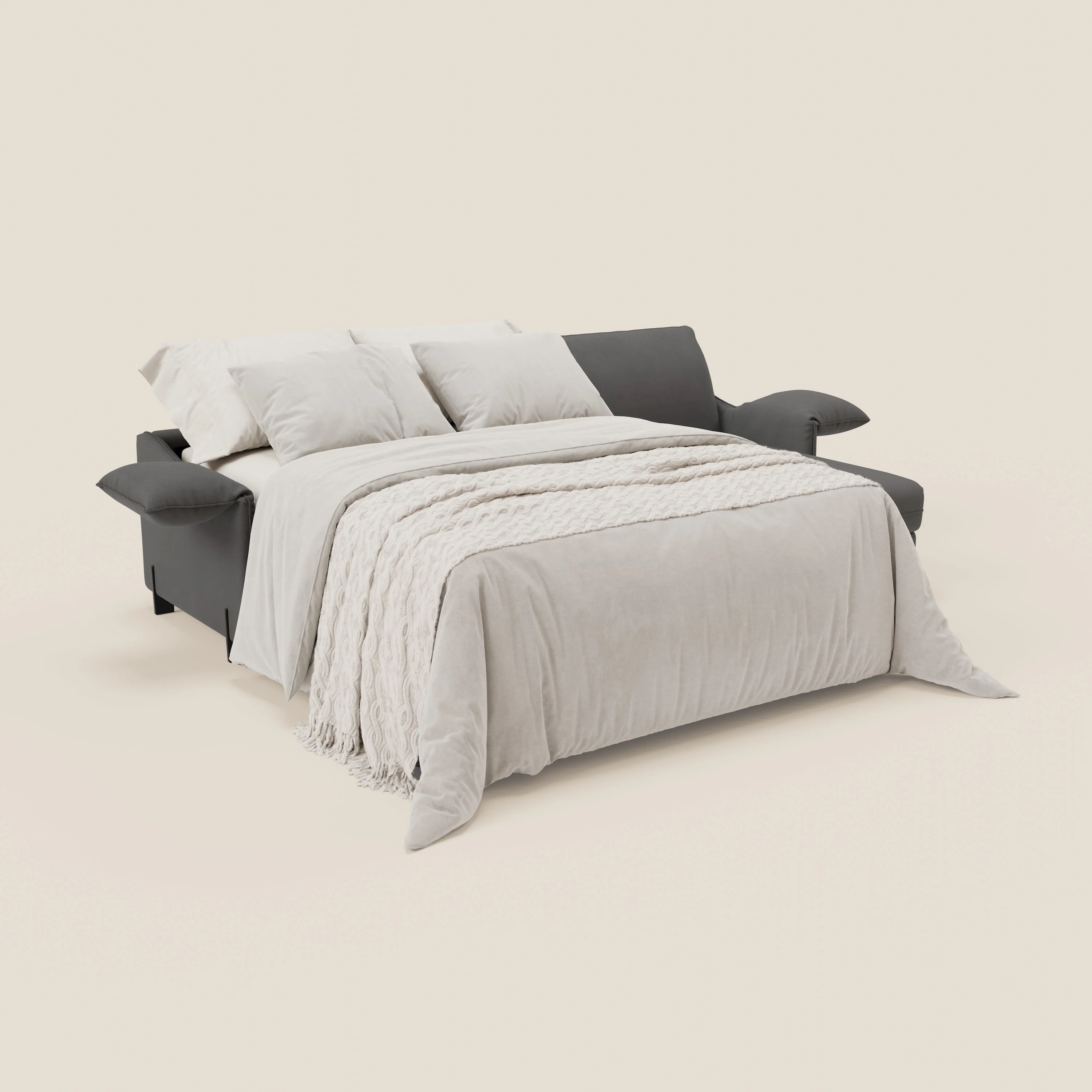 Primula Canapé convertible d'angle avec matelas H18 cm et chaise longue coffre en tissu détachable T05 anthracite - Image 2