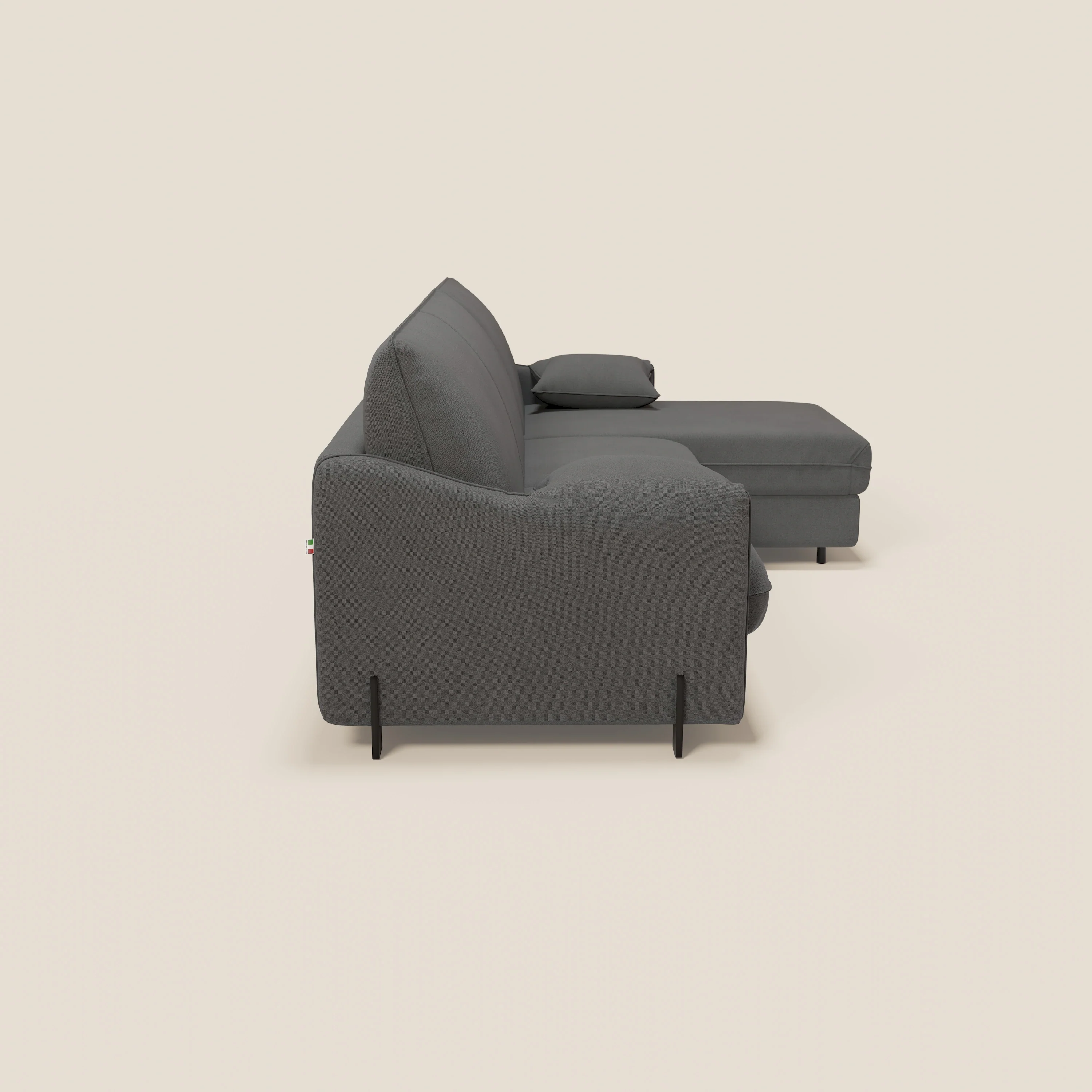 Primula Canapé convertible d'angle avec matelas H18 cm et chaise longue coffre en tissu détachable T05 anthracite - Image 7