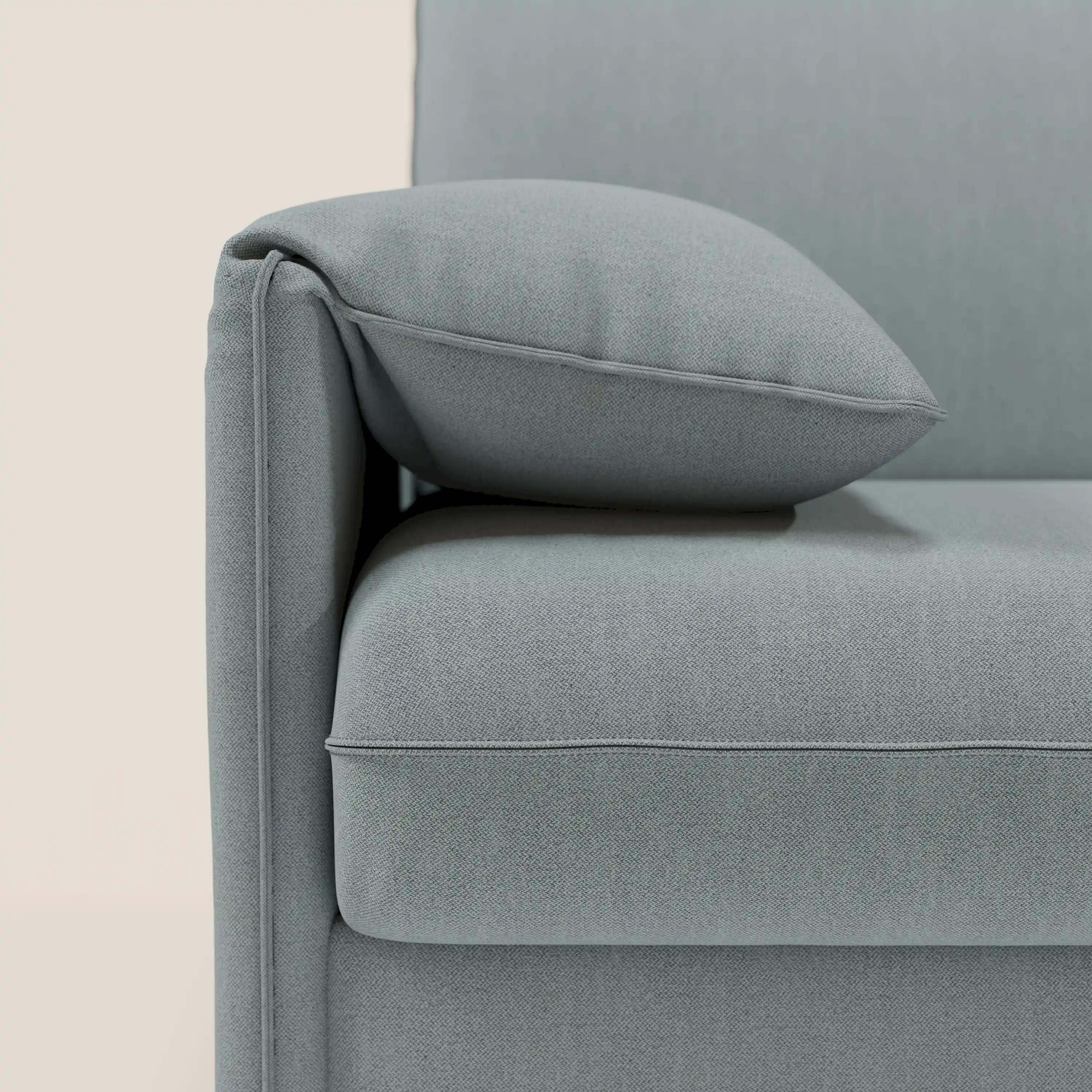 Primula Canapé convertible d'angle avec matelas H18 cm et chaise longue coffre en tissu détachable T05 bleu pastel - Image 11