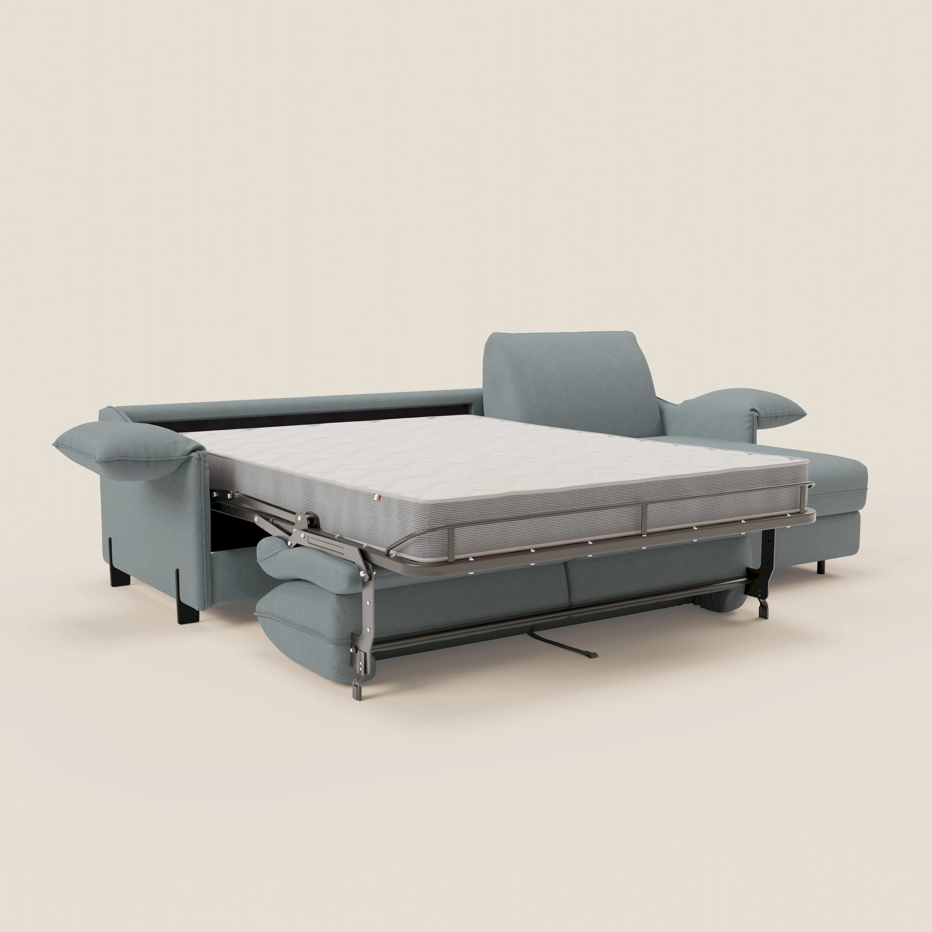 Primula Canapé convertible d'angle avec matelas H18 cm et chaise longue coffre en tissu détachable T05 bleu pastel - Image 13