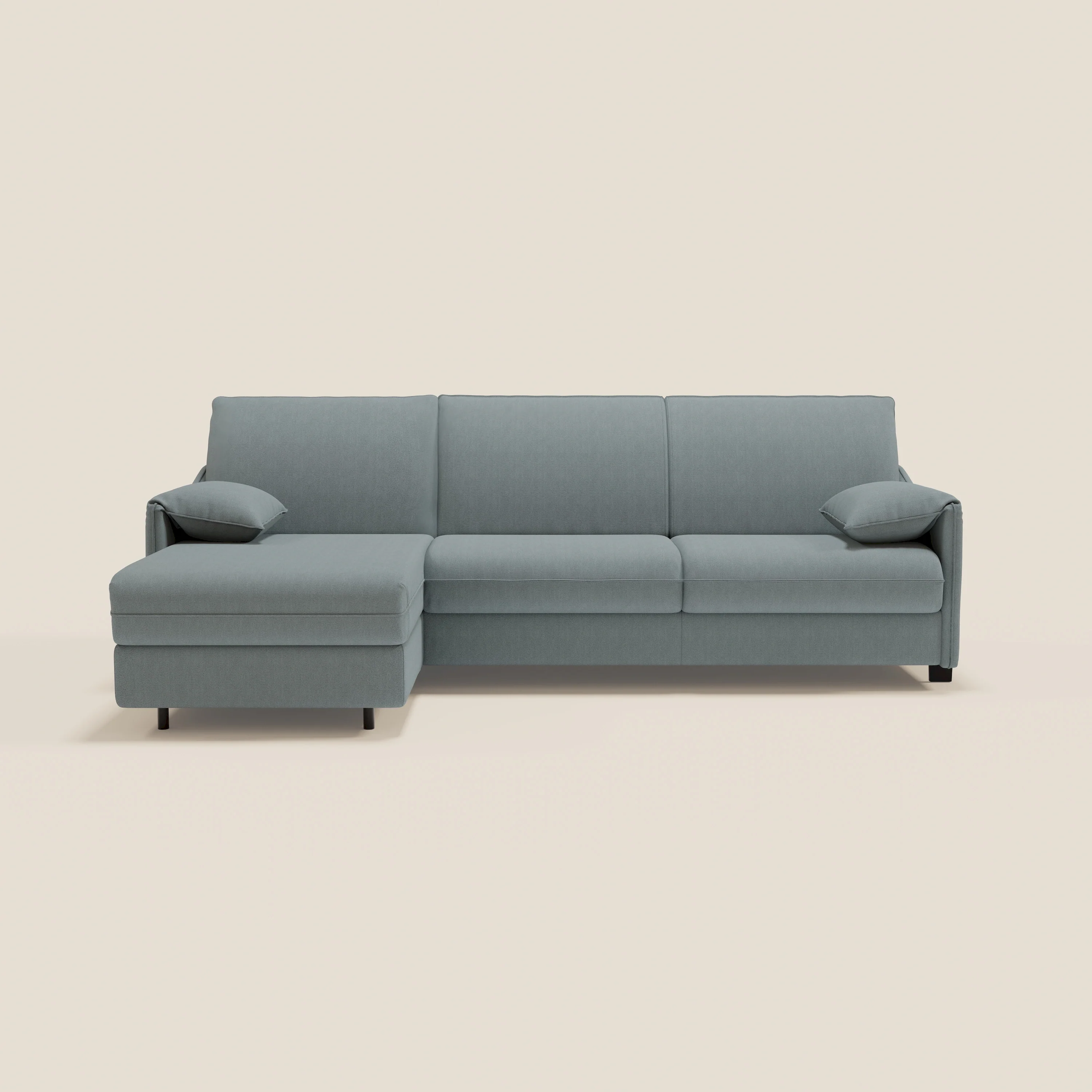 Primula Canapé convertible d'angle avec matelas H18 cm et chaise longue coffre en tissu détachable T05 bleu pastel - Image 14