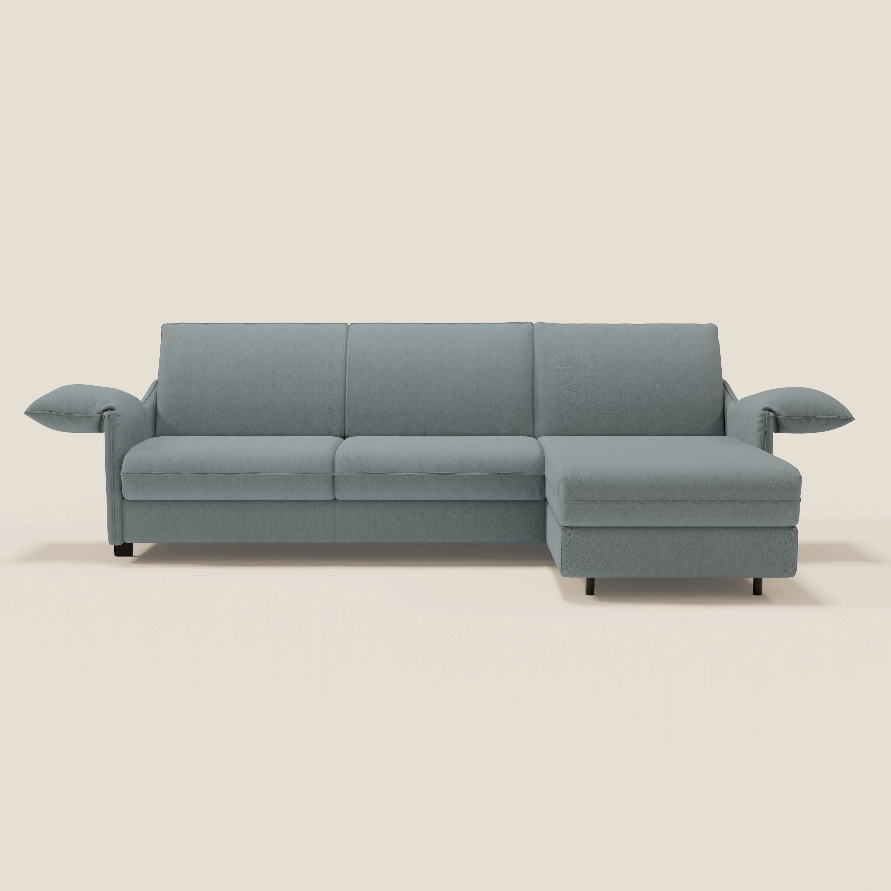 Primula Canapé convertible d'angle avec matelas H18 cm et chaise longue coffre en tissu détachable T05 bleu pastel - Image 3