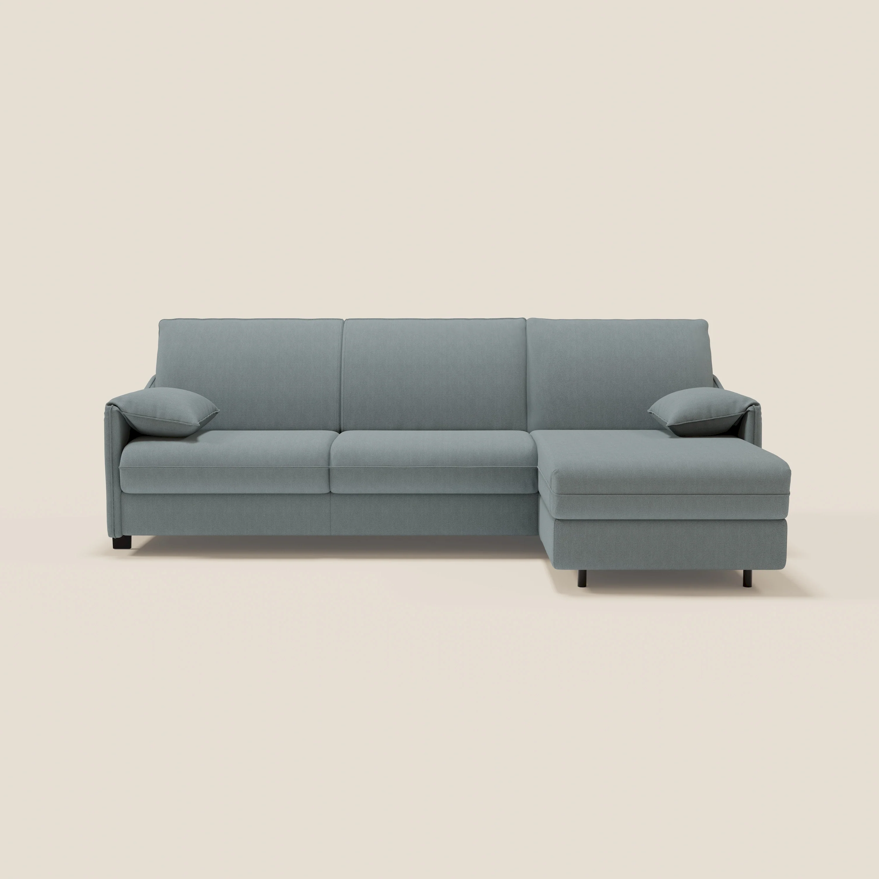 Primula Canapé convertible d'angle avec matelas H18 cm et chaise longue coffre en tissu détachable T05 bleu pastel - Image 4