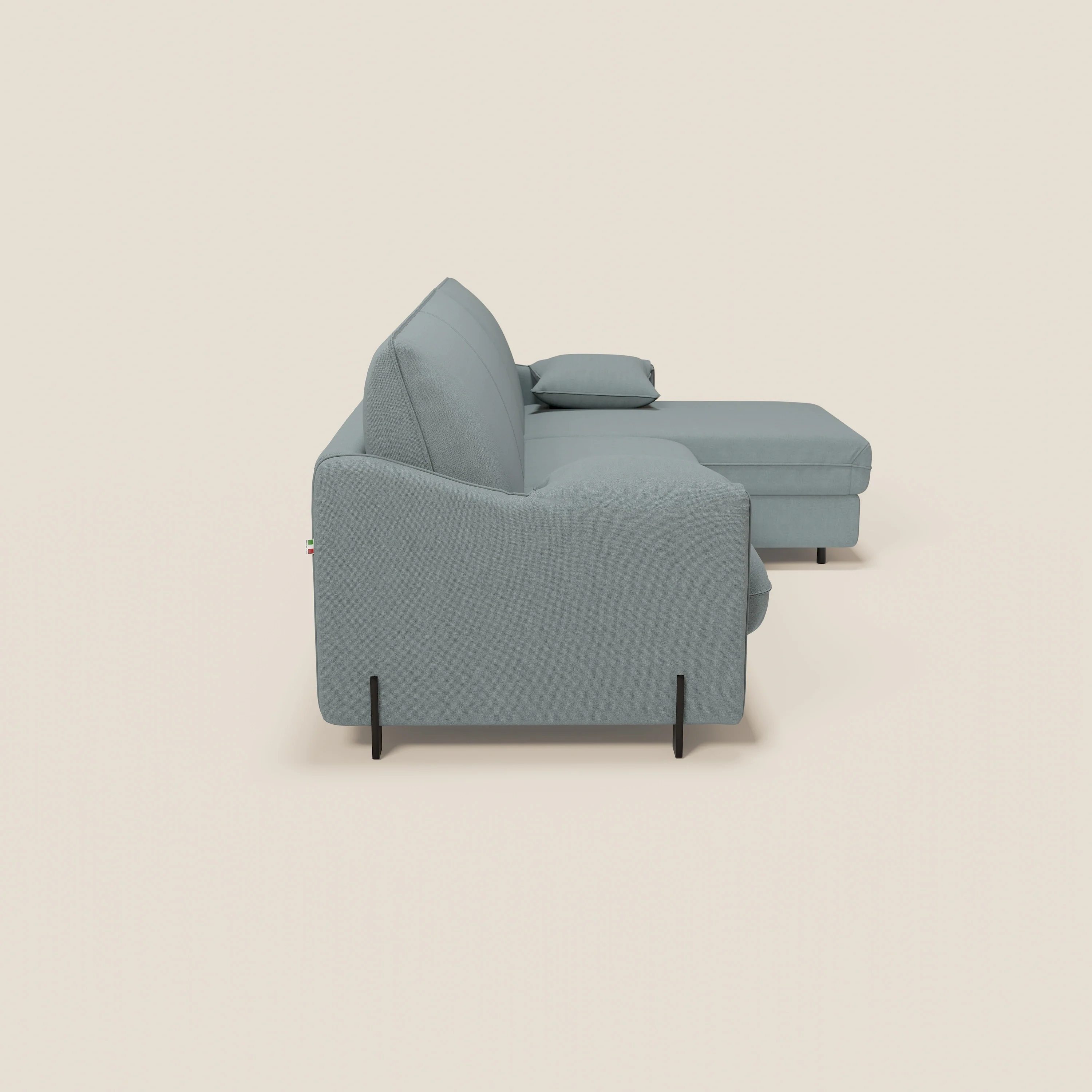 Primula Canapé convertible d'angle avec matelas H18 cm et chaise longue coffre en tissu détachable T05 bleu pastel - Image 8