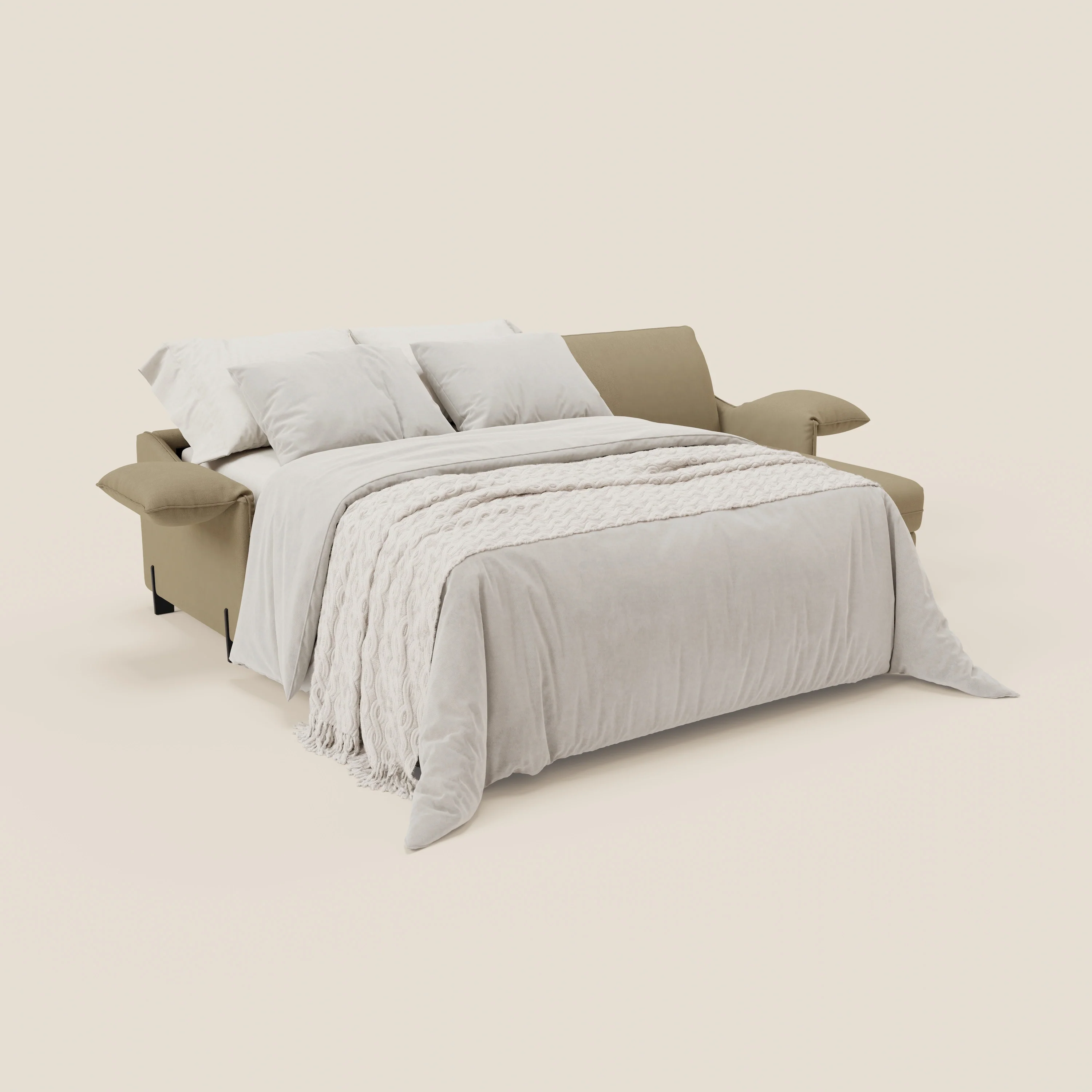 Primula Canapé convertible d'angle avec matelas H18 cm et chaise longue coffre en tissu détachable T05 camel - Image 2