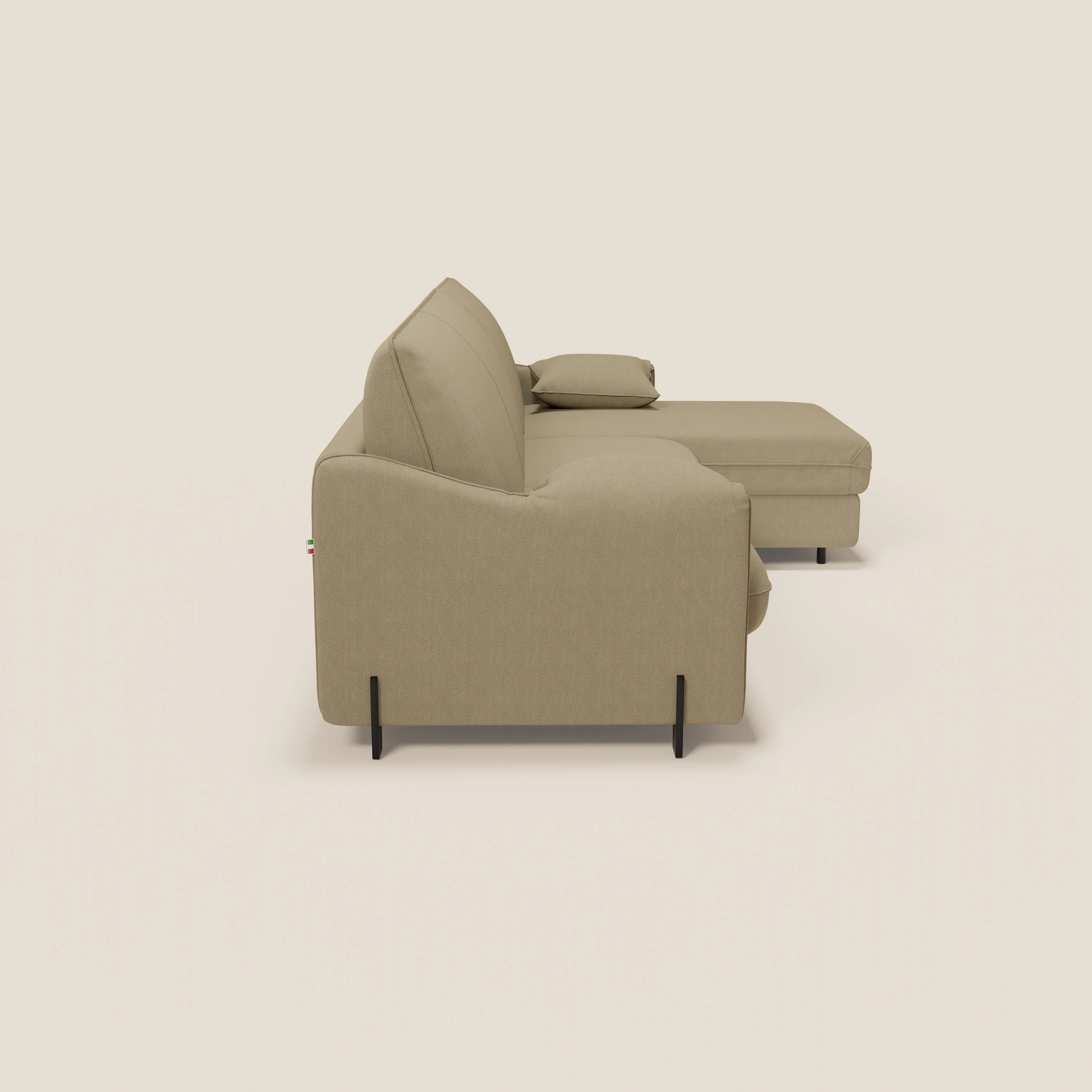 Primula Canapé convertible d'angle avec matelas H18 cm et chaise longue coffre en tissu détachable T05 camel - Image 7