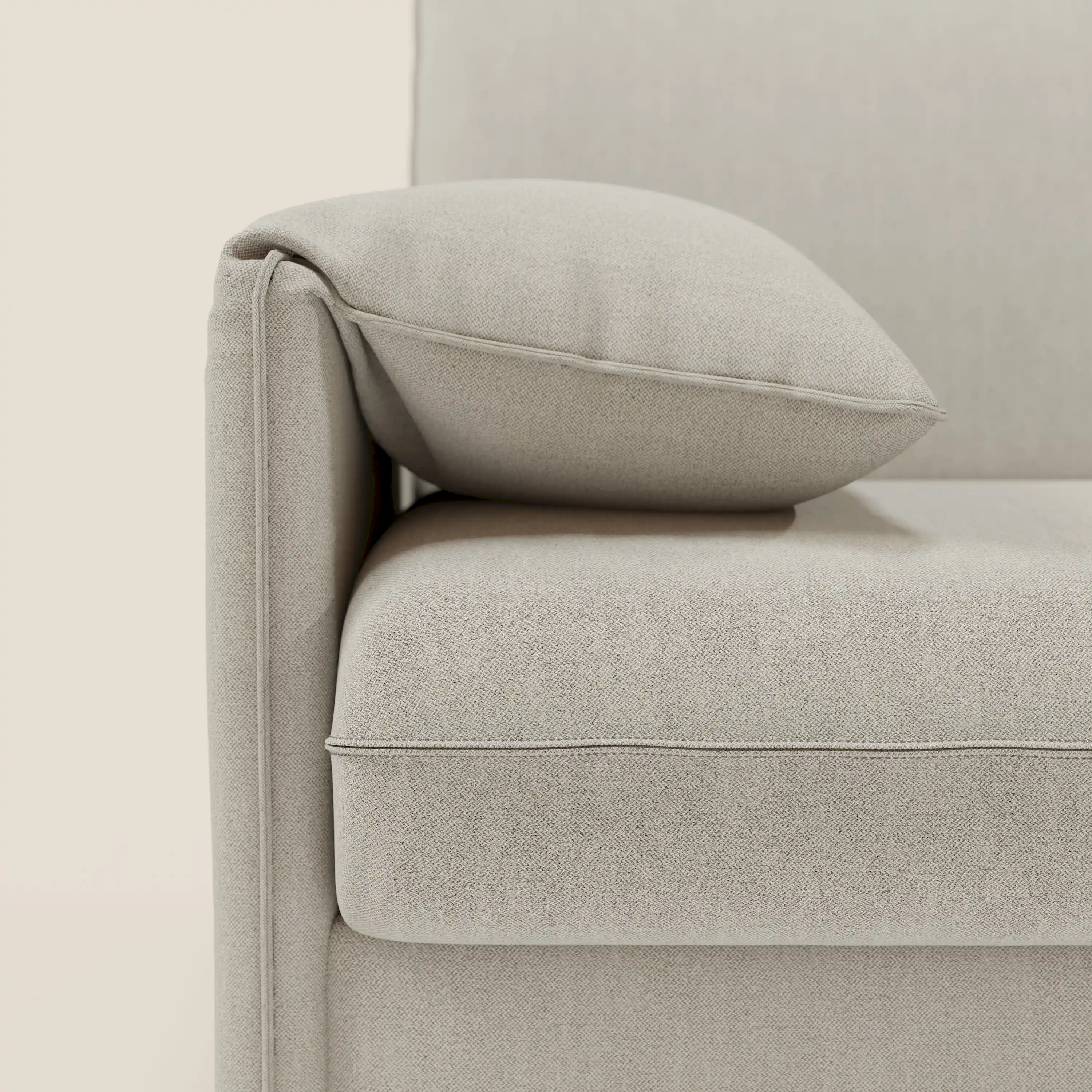 Primula Canapé convertible d'angle avec matelas H18 cm et chaise longue coffre en tissu détachable T05 crème - Image 10