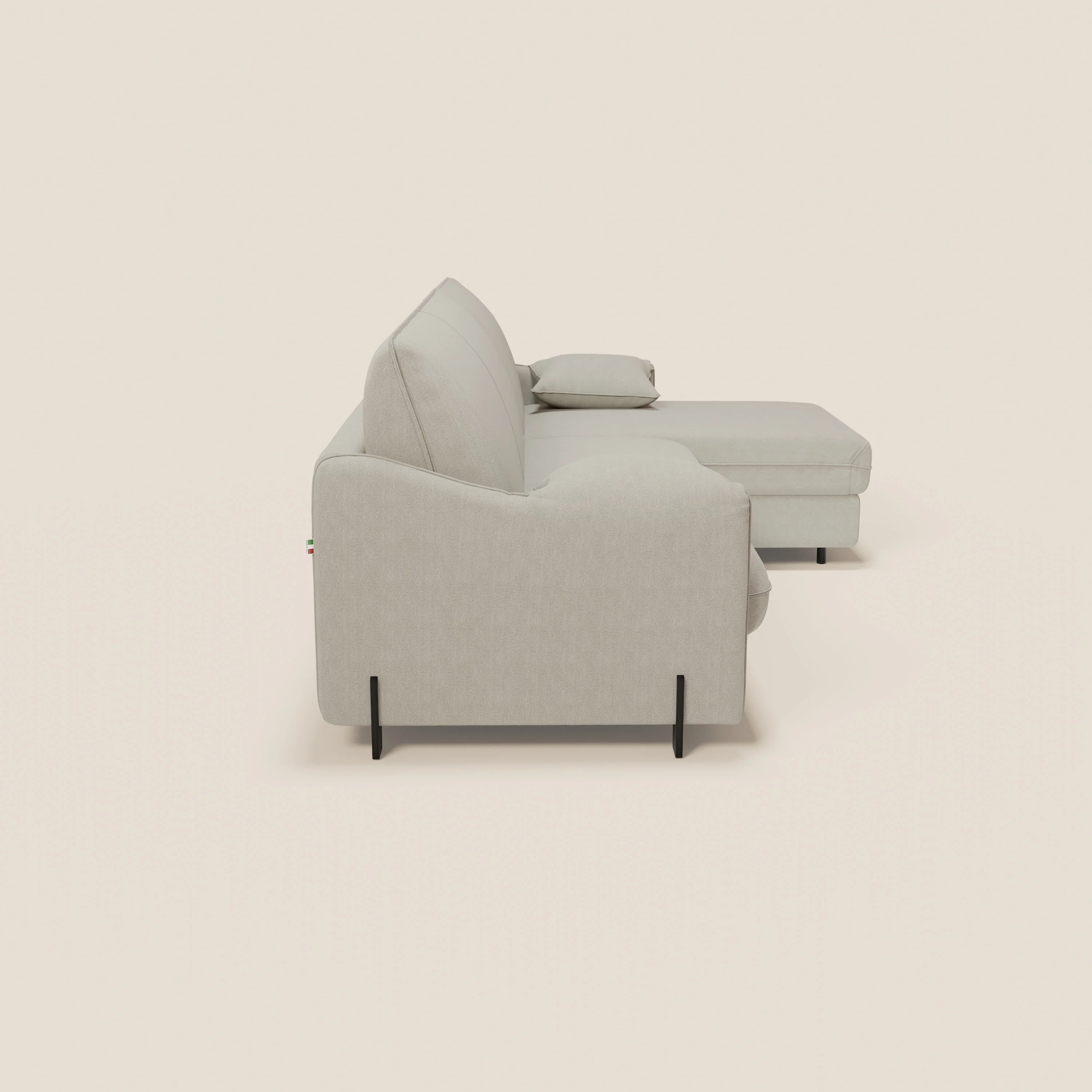 Primula Canapé convertible d'angle avec matelas H18 cm et chaise longue coffre en tissu détachable T05 crème - Image 7
