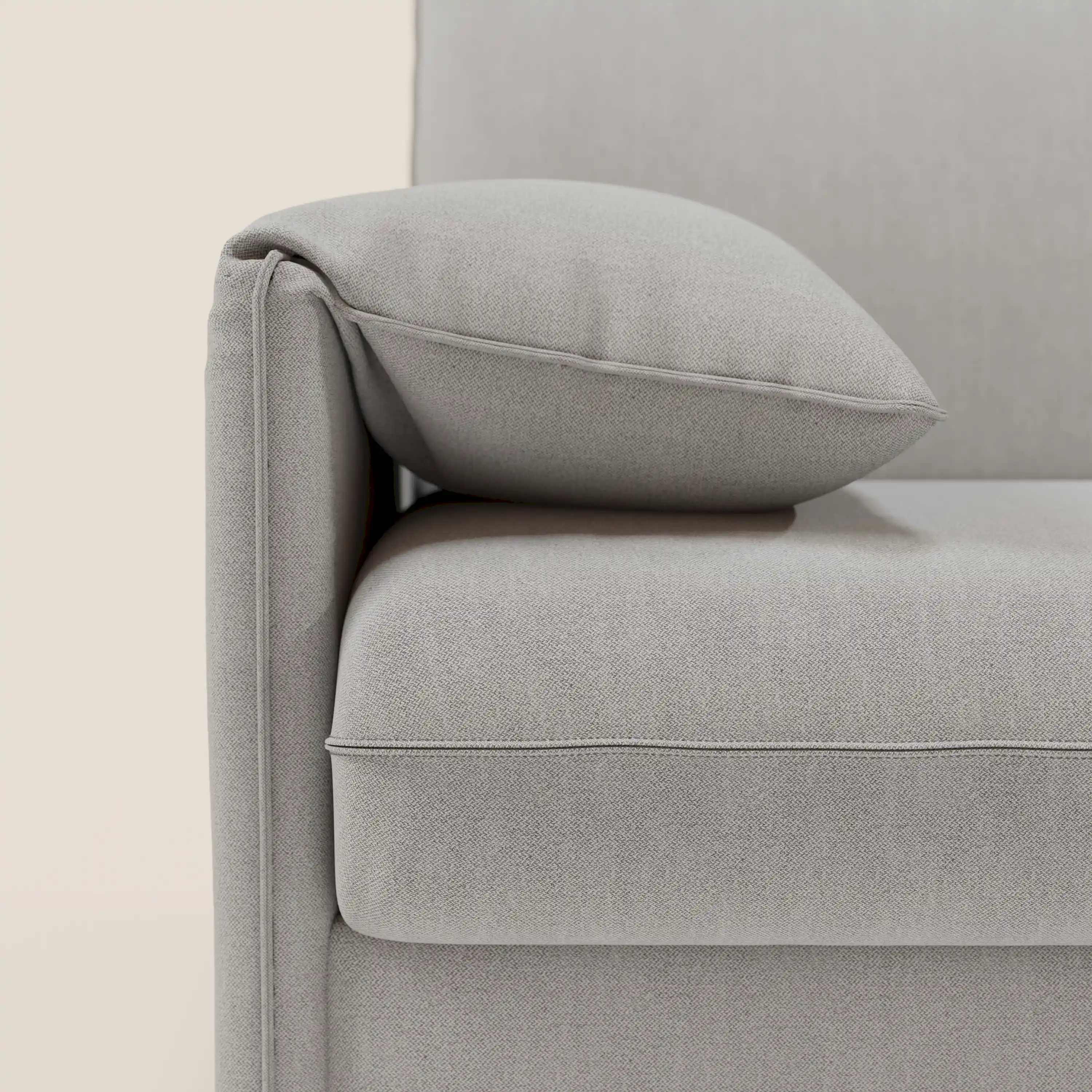 Primula Canapé convertible d'angle avec matelas H18 cm et chaise longue coffre en tissu détachable T05 gris - Image 10