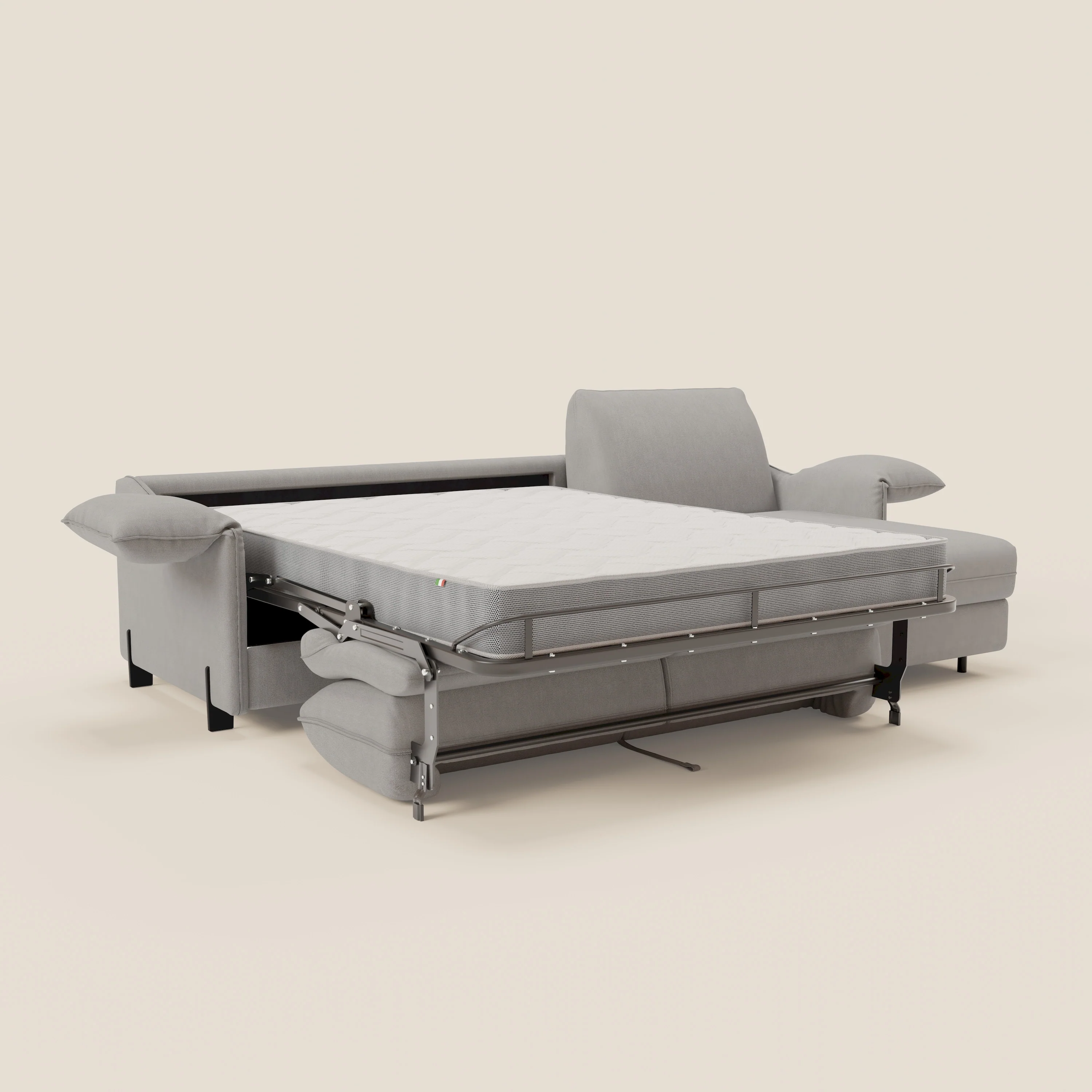 Primula Canapé convertible d'angle avec matelas H18 cm et chaise longue coffre en tissu détachable T05 gris - Image 12