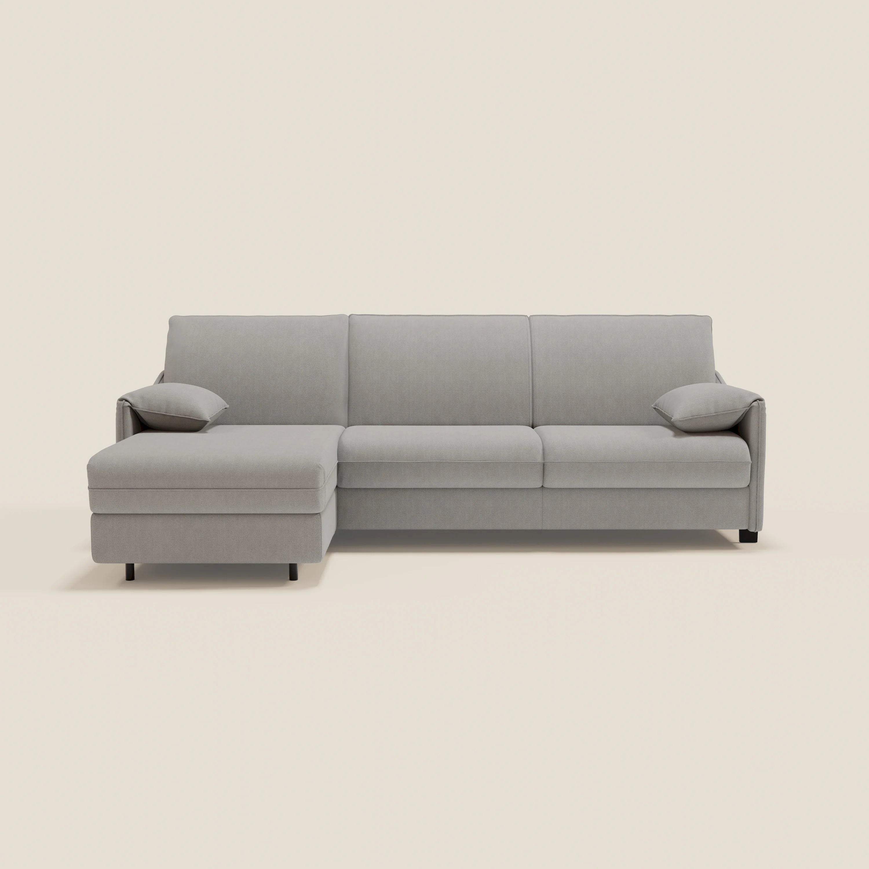 Primula Canapé convertible d'angle avec matelas H18 cm et chaise longue coffre en tissu détachable T05 gris - Image 13