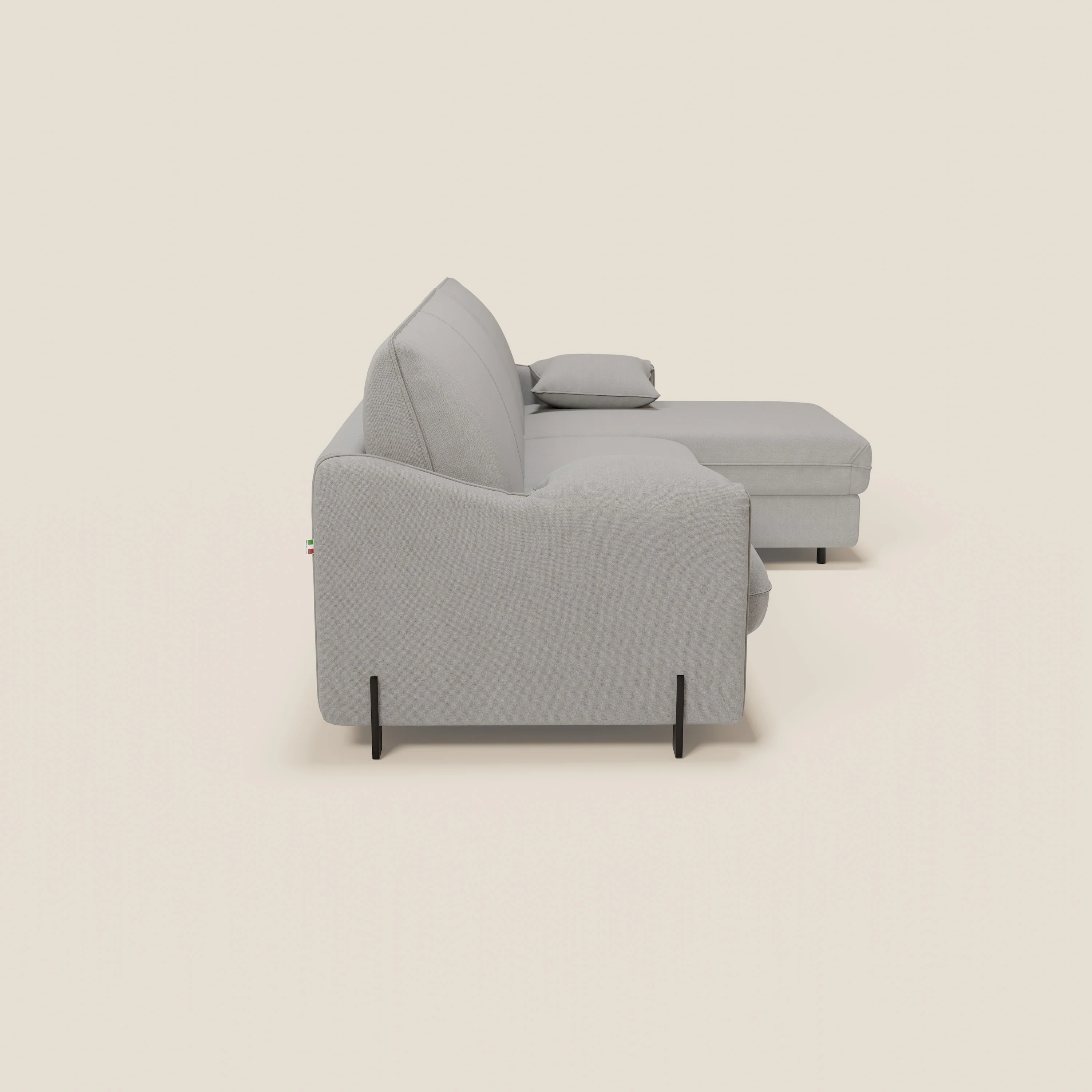 Primula Canapé convertible d'angle avec matelas H18 cm et chaise longue coffre en tissu détachable T05 gris - Image 7