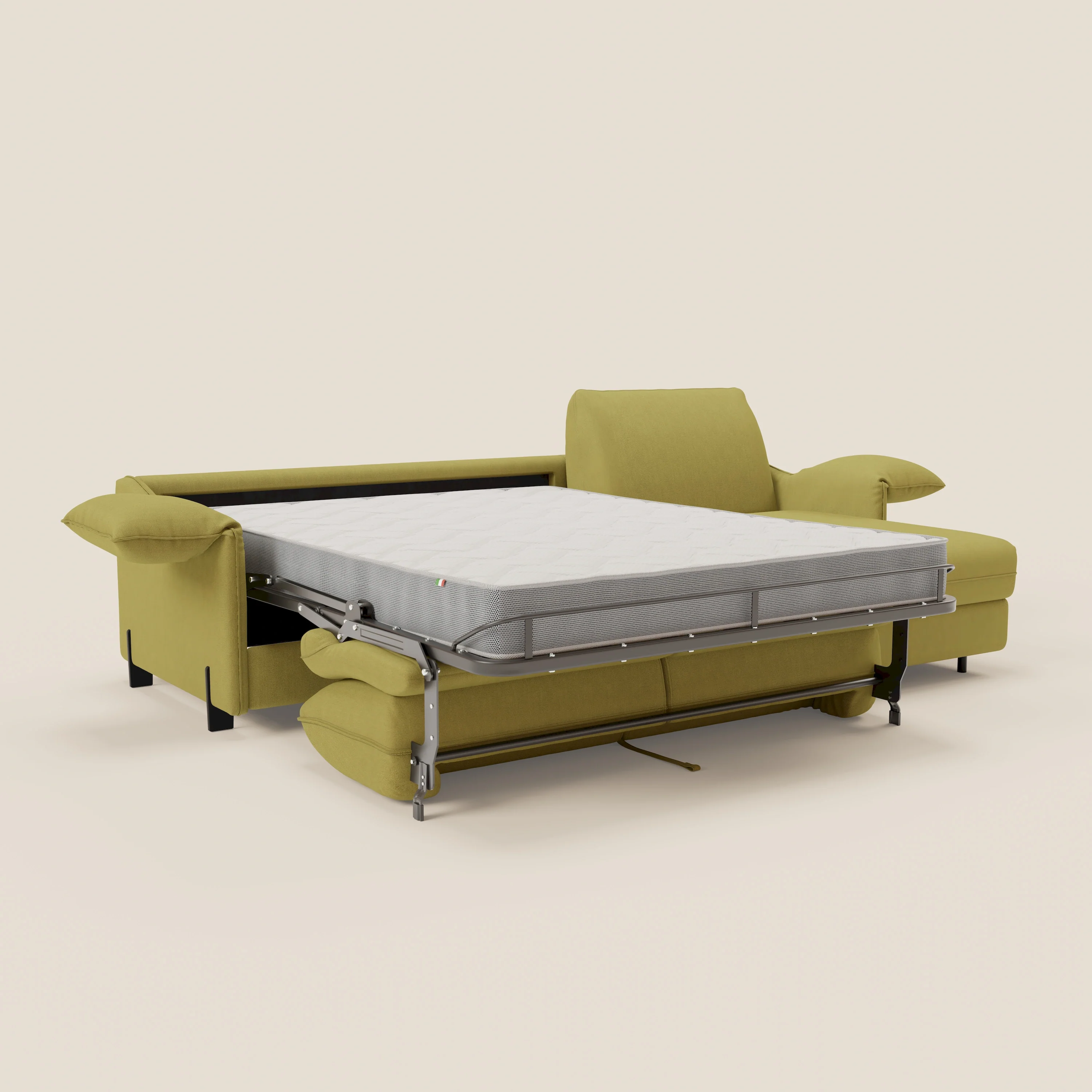 Primula Canapé convertible d'angle avec matelas H18 cm et chaise longue coffre en tissu détachable T05 jaune - Image 11