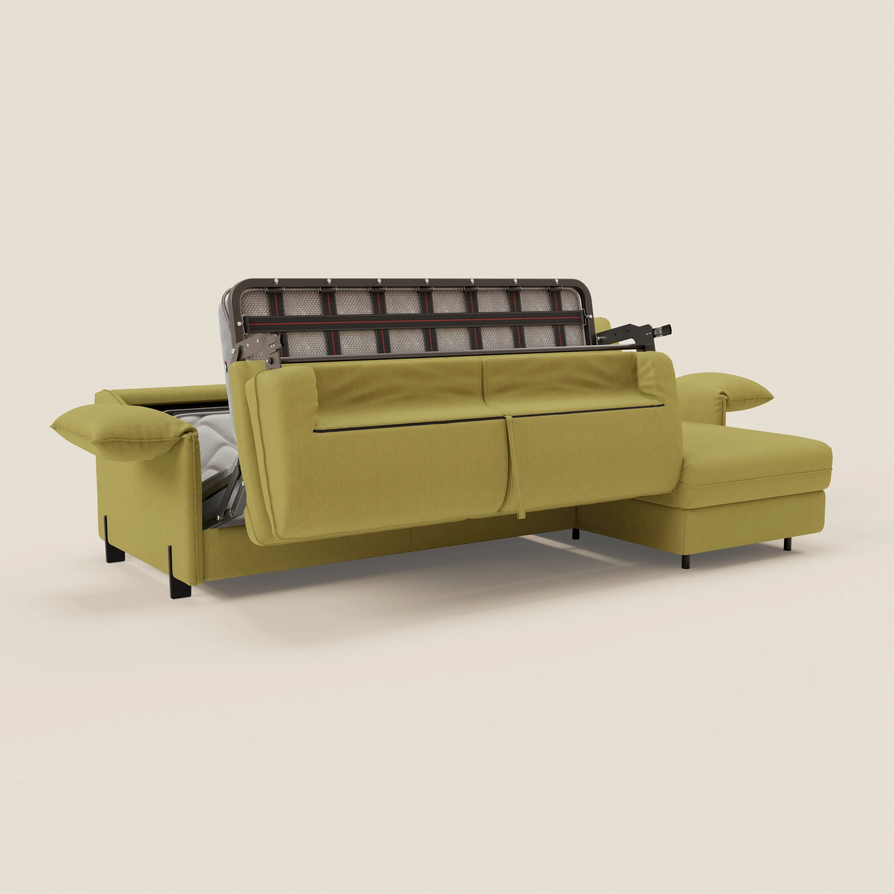 Primula Canapé convertible d'angle avec matelas H18 cm et chaise longue coffre en tissu détachable T05 jaune - Image 12