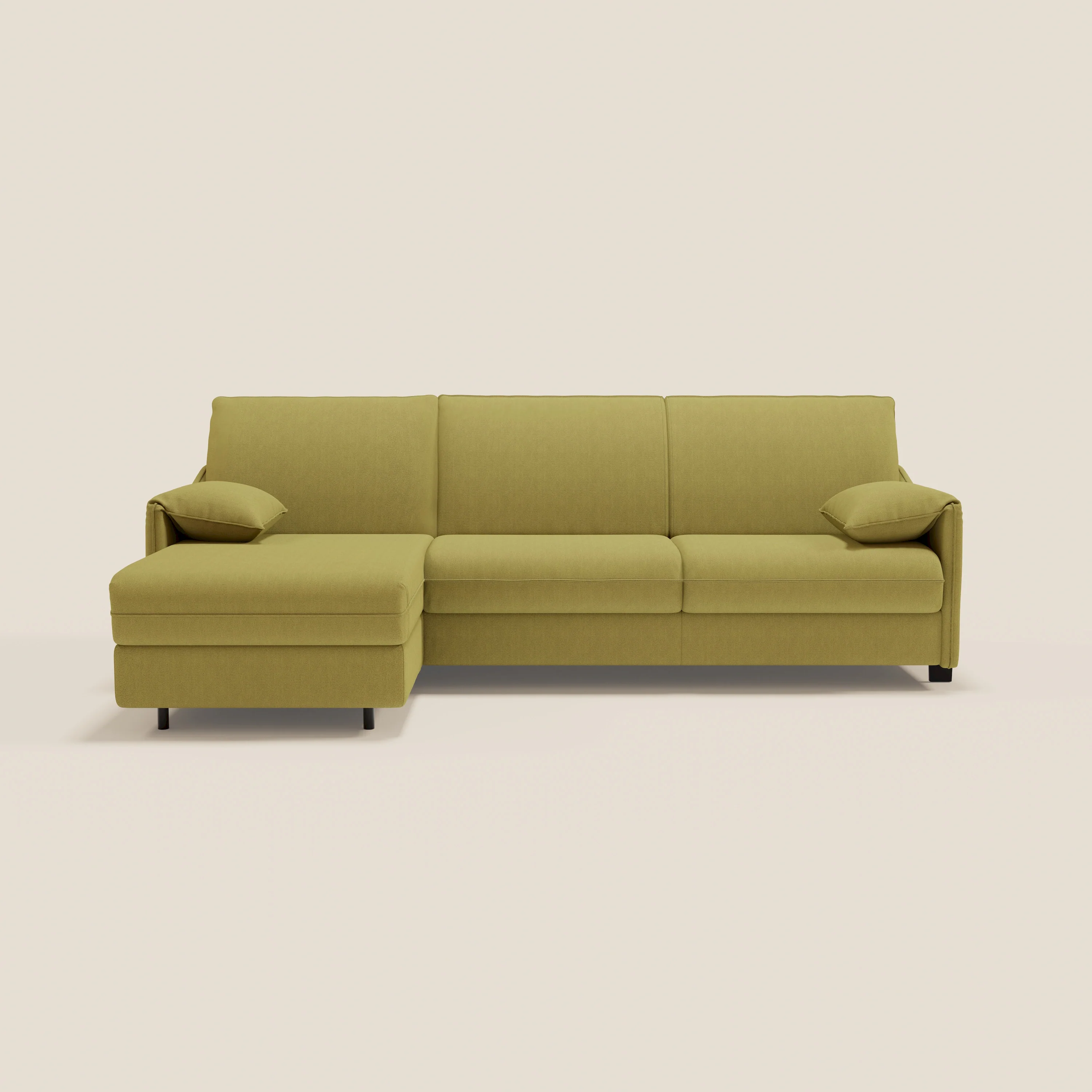 Primula Canapé convertible d'angle avec matelas H18 cm et chaise longue coffre en tissu détachable T05 jaune - Image 13