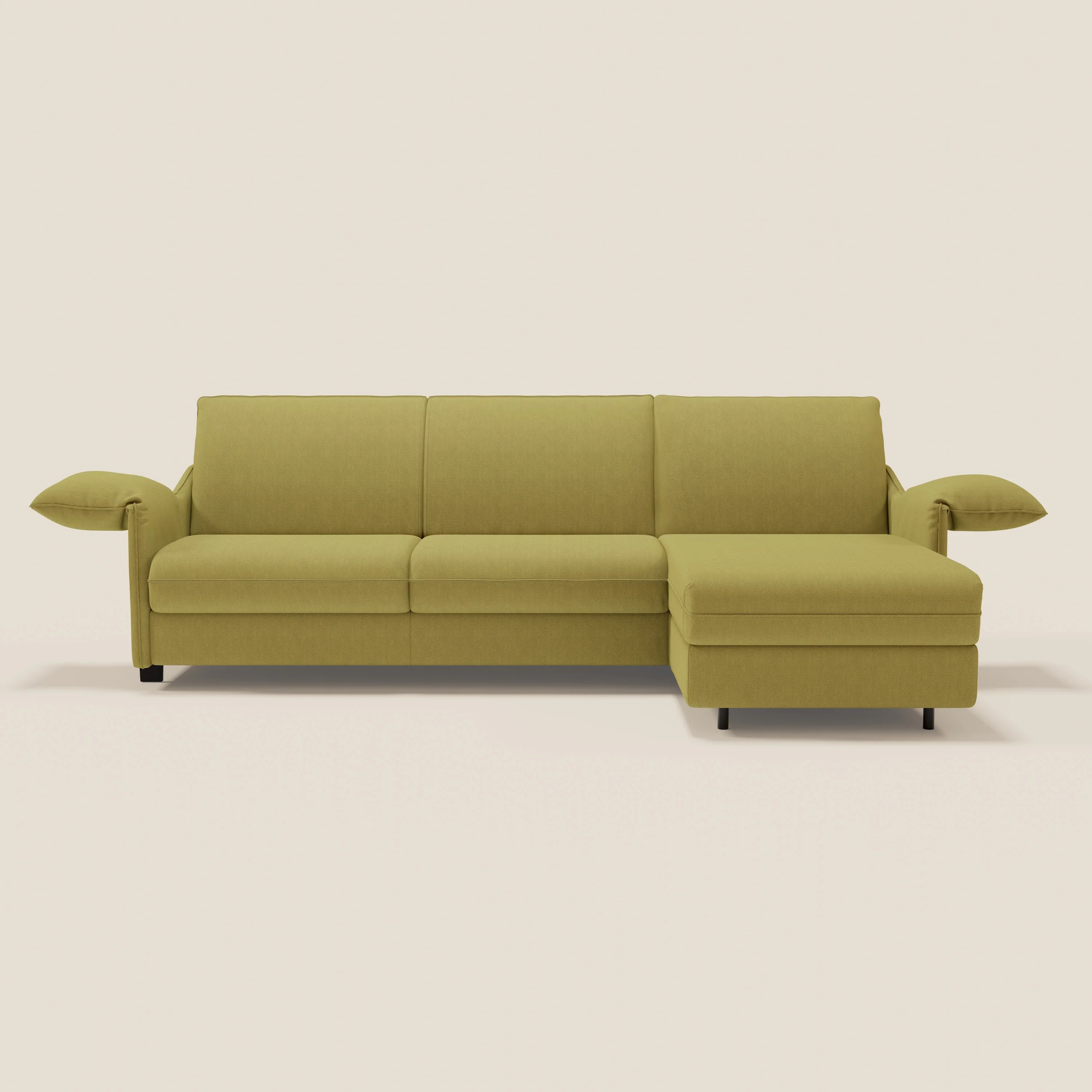 Primula Canapé convertible d'angle avec matelas H18 cm et chaise longue coffre en tissu détachable T05 jaune - Image 3