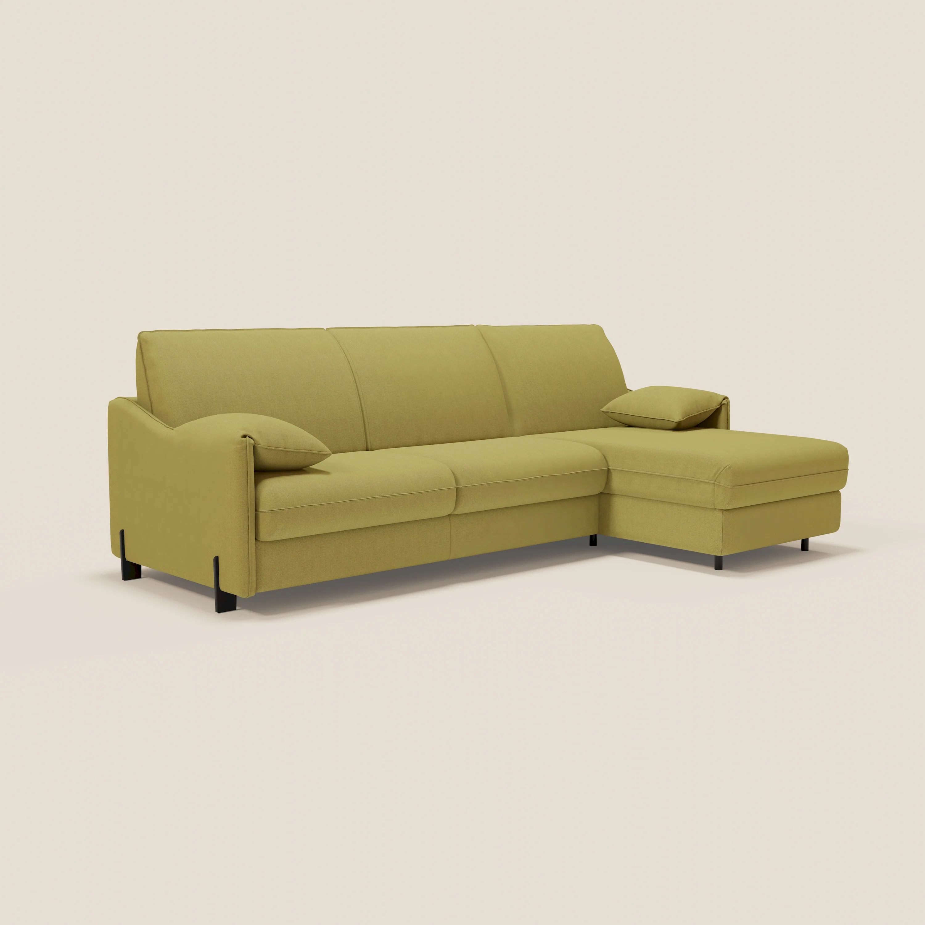 Primula Canapé convertible d'angle avec matelas H18 cm et chaise longue coffre en tissu détachable T05 jaune - Image 4