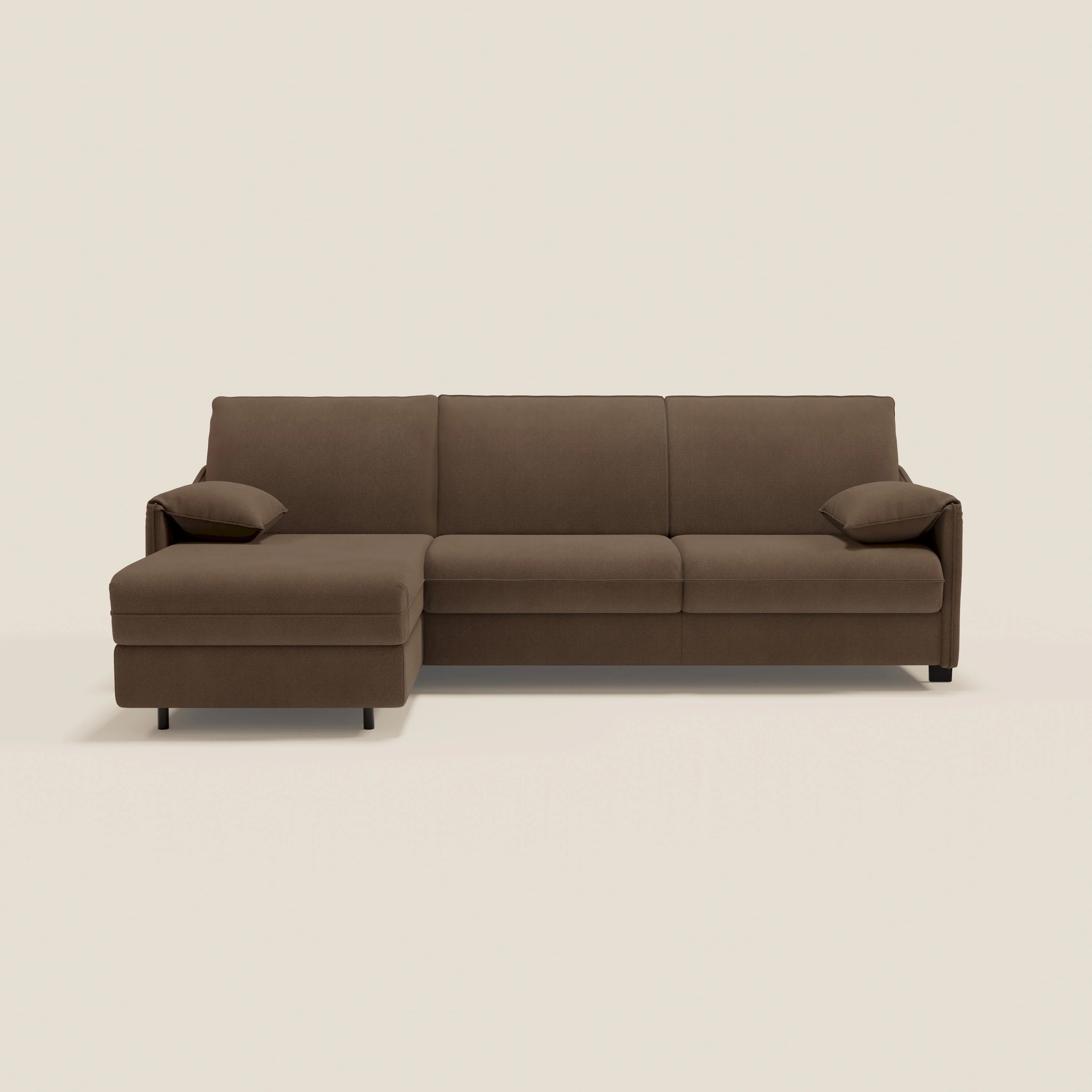 Primula Canapé convertible d'angle avec matelas H18 cm et chaise longue coffre en tissu détachable T05 marron - Image 13