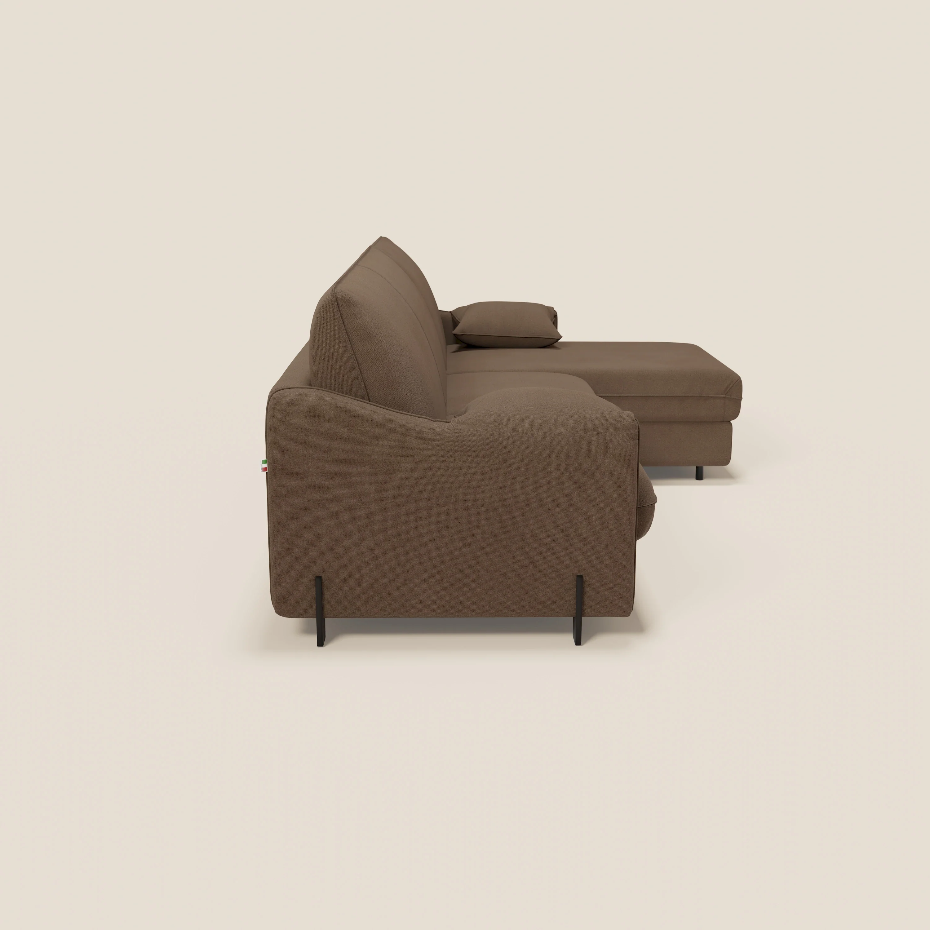 Primula Canapé convertible d'angle avec matelas H18 cm et chaise longue coffre en tissu détachable T05 marron - Image 7