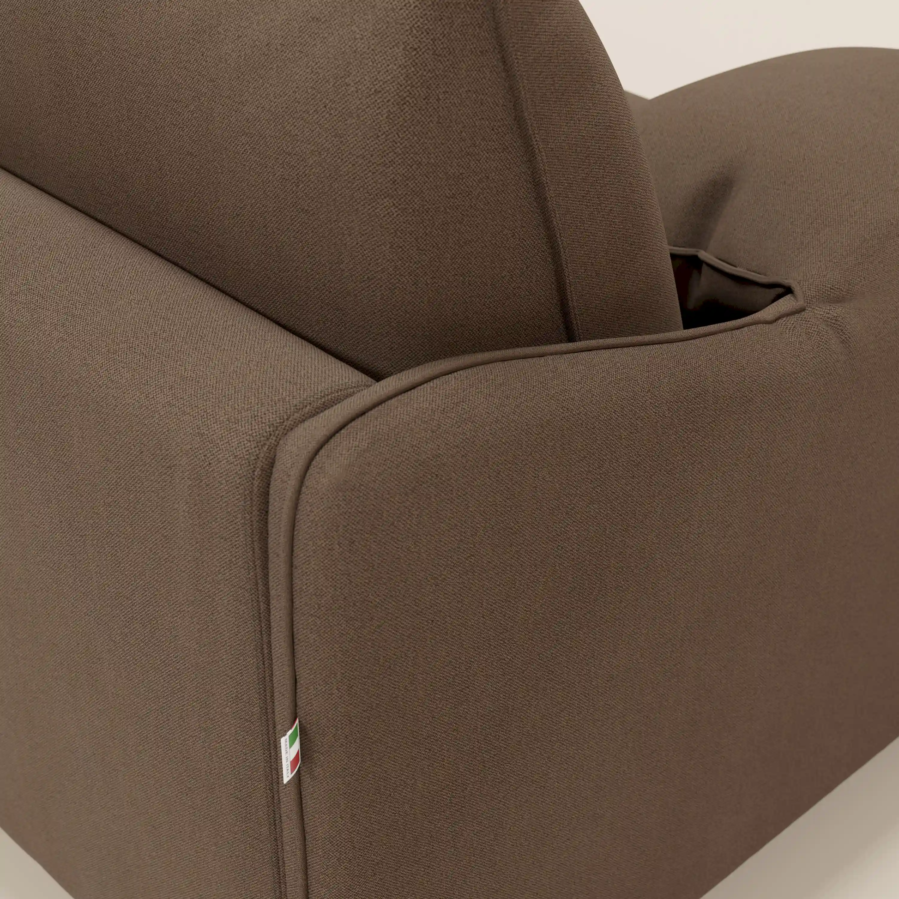Primula Canapé convertible d'angle avec matelas H18 cm et chaise longue coffre en tissu détachable T05 marron - Image 9