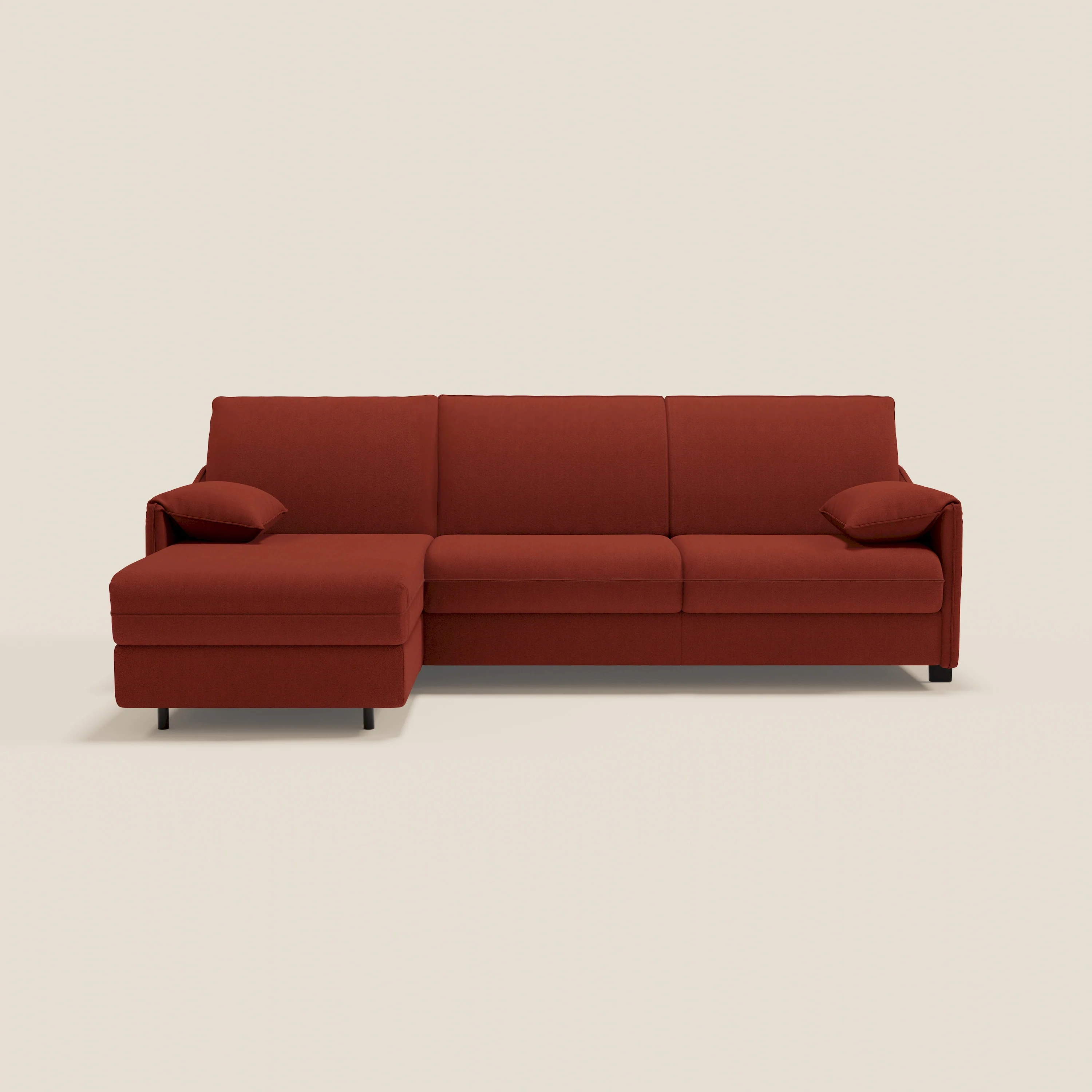 Primula Canapé convertible d'angle avec matelas H18 cm et chaise longue coffre en tissu détachable T05 rouge - Image 13