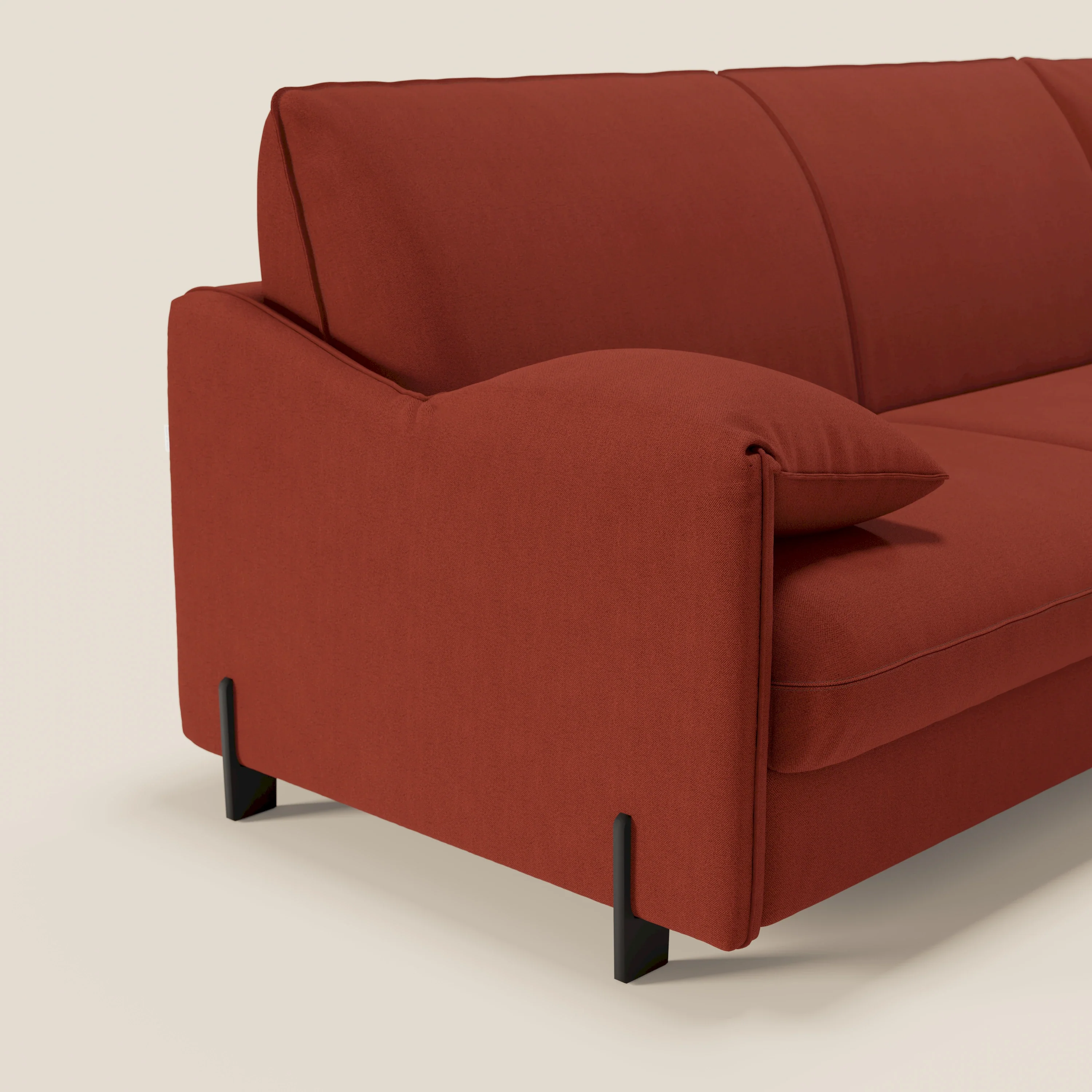 Primula Canapé convertible d'angle avec matelas H18 cm et chaise longue coffre en tissu détachable T05 rouge - Image 5