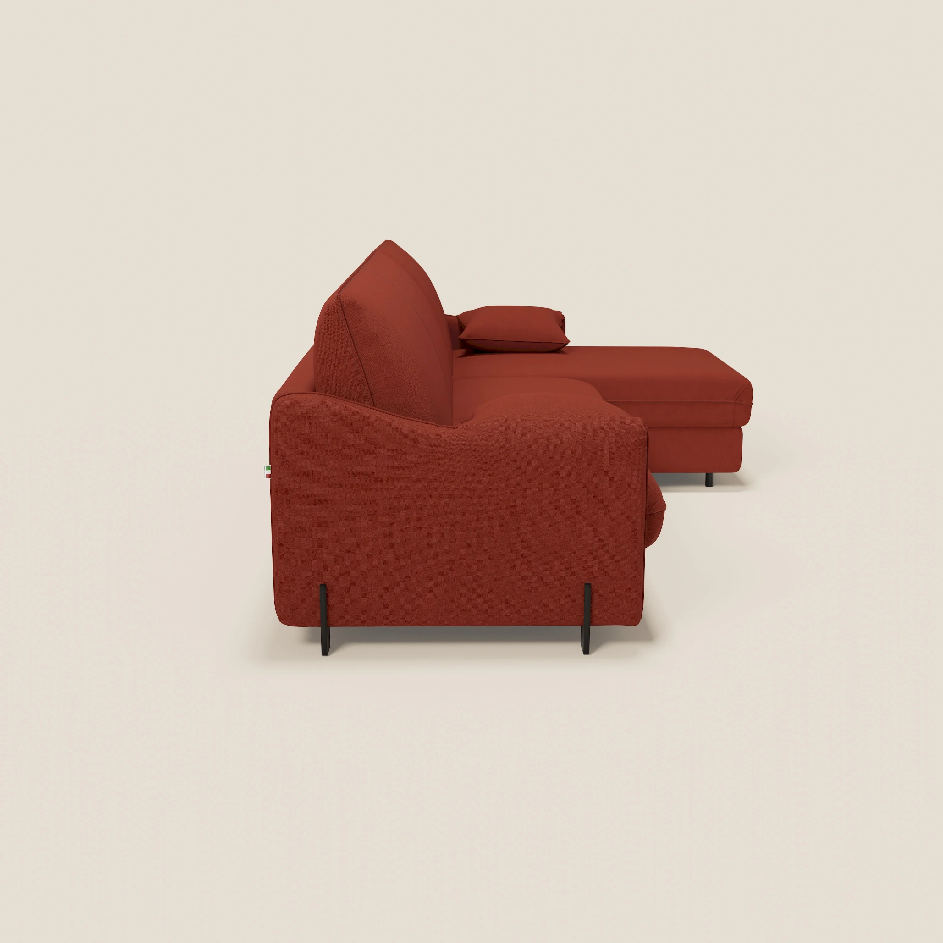 Primula Canapé convertible d'angle avec matelas H18 cm et chaise longue coffre en tissu détachable T05 rouge - Image 7