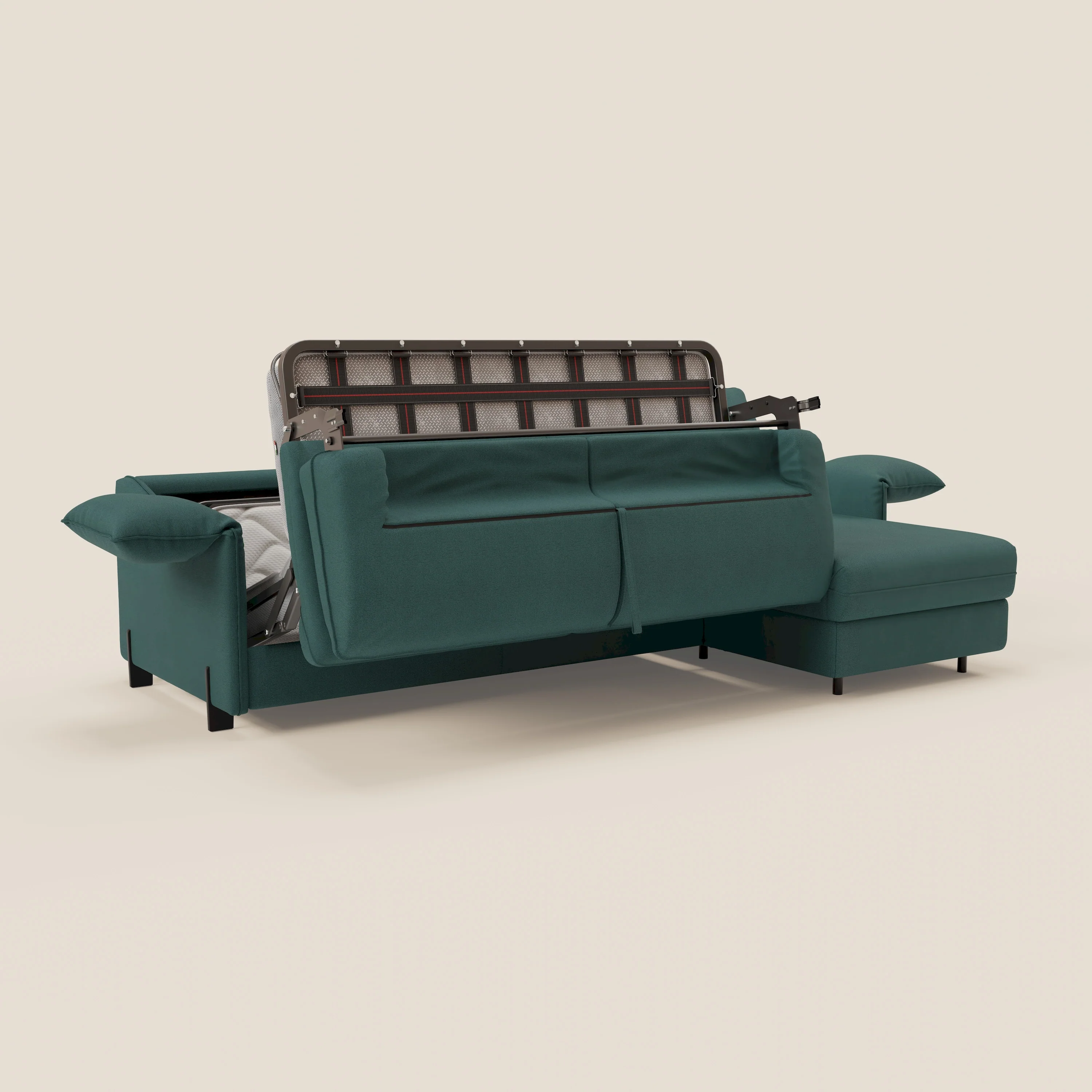 Primula Canapé convertible d'angle avec matelas H18 cm et chaise longue coffre en tissu détachable T05 vert - Image 11