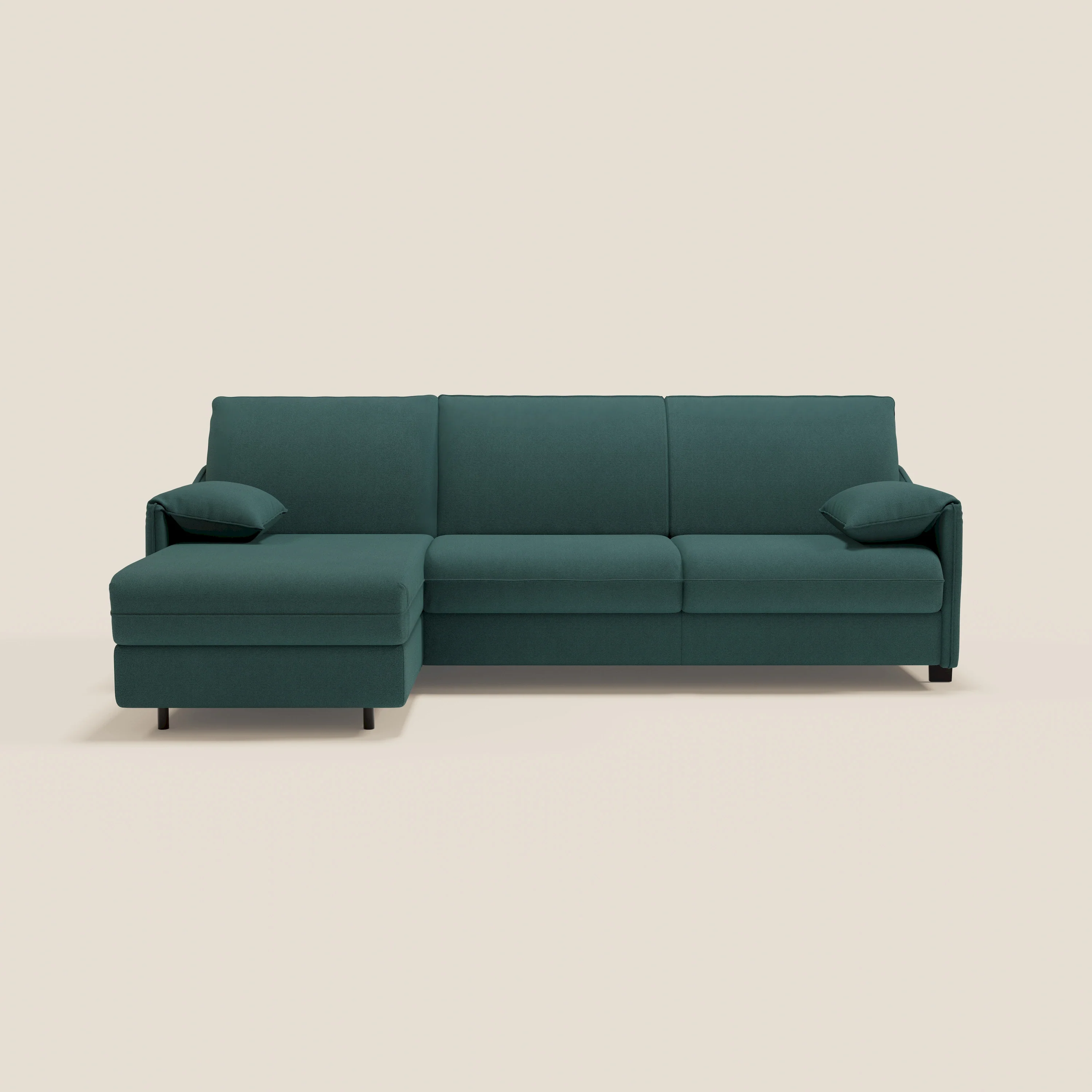 Primula Canapé convertible d'angle avec matelas H18 cm et chaise longue coffre en tissu détachable T05 vert - Image 13
