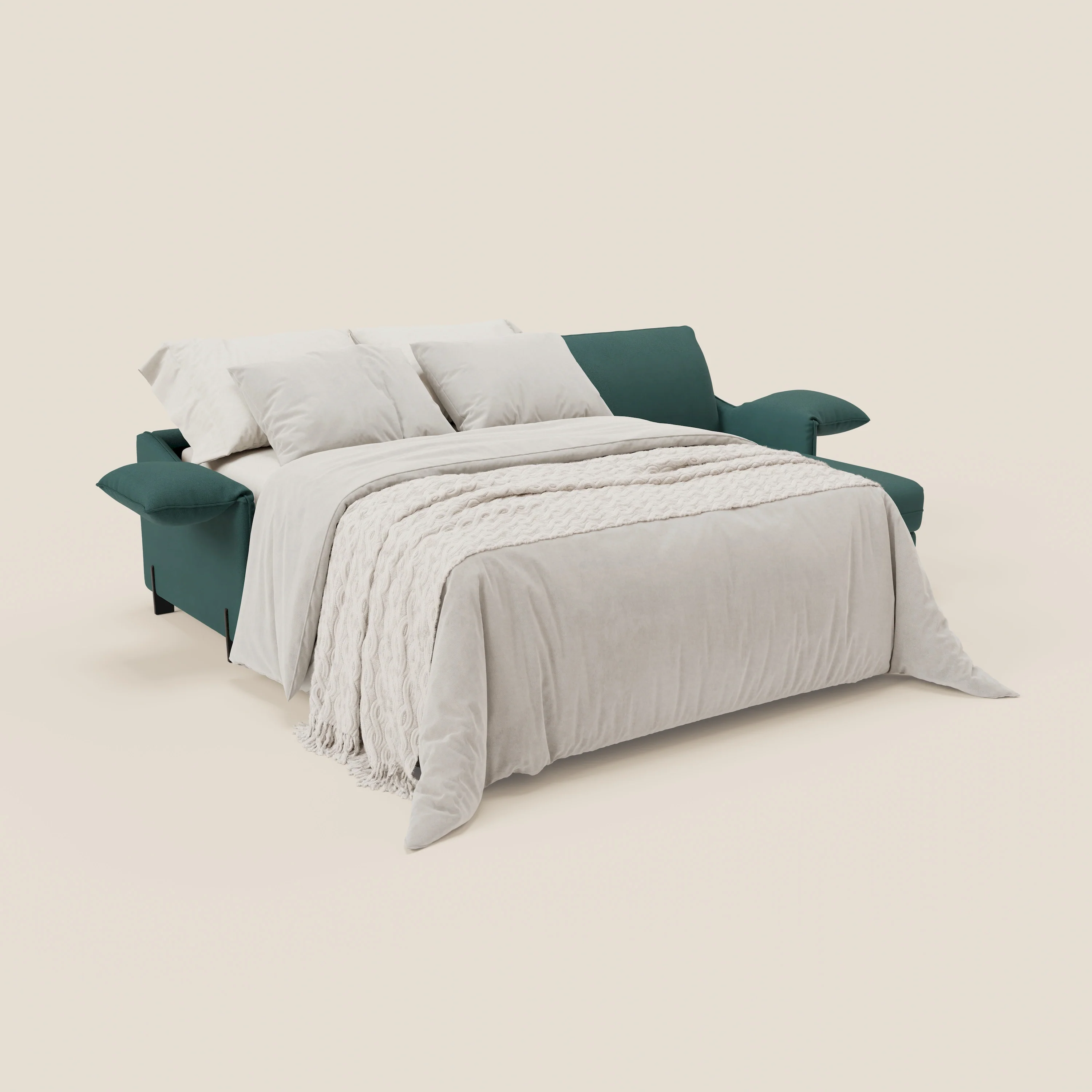 Primula Canapé convertible d'angle avec matelas H18 cm et chaise longue coffre en tissu détachable T05 vert - Image 2