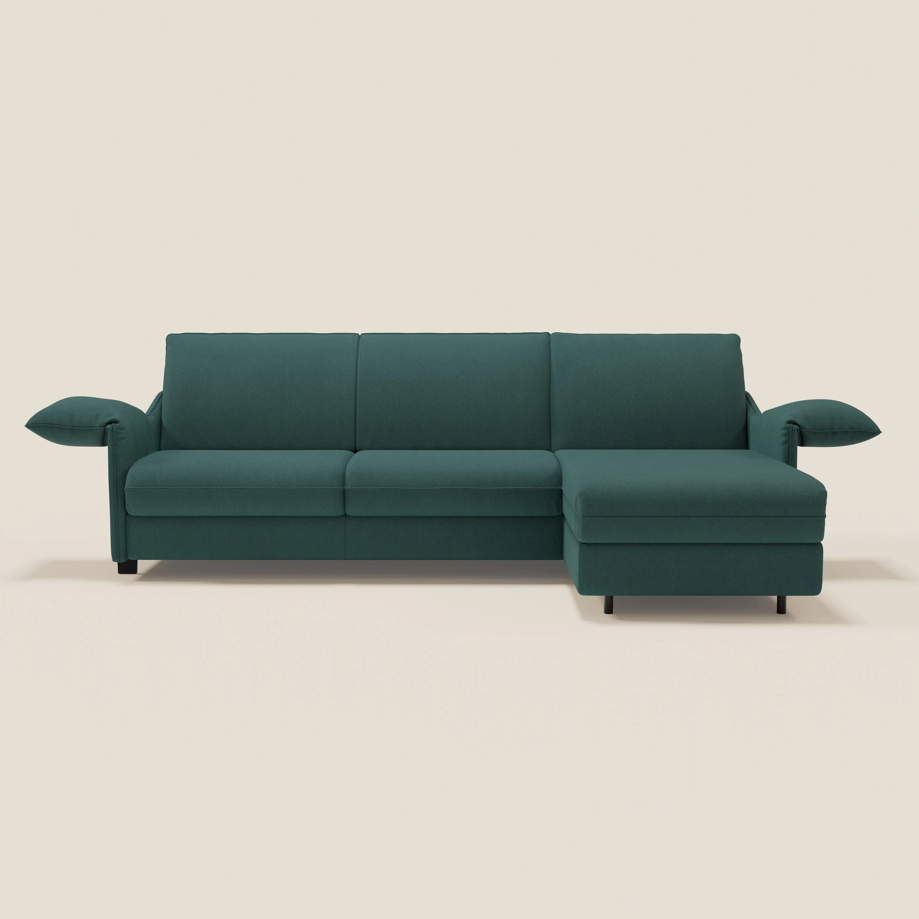 Primula Canapé convertible d'angle avec matelas H18 cm et chaise longue coffre en tissu détachable T05 vert - Image 3