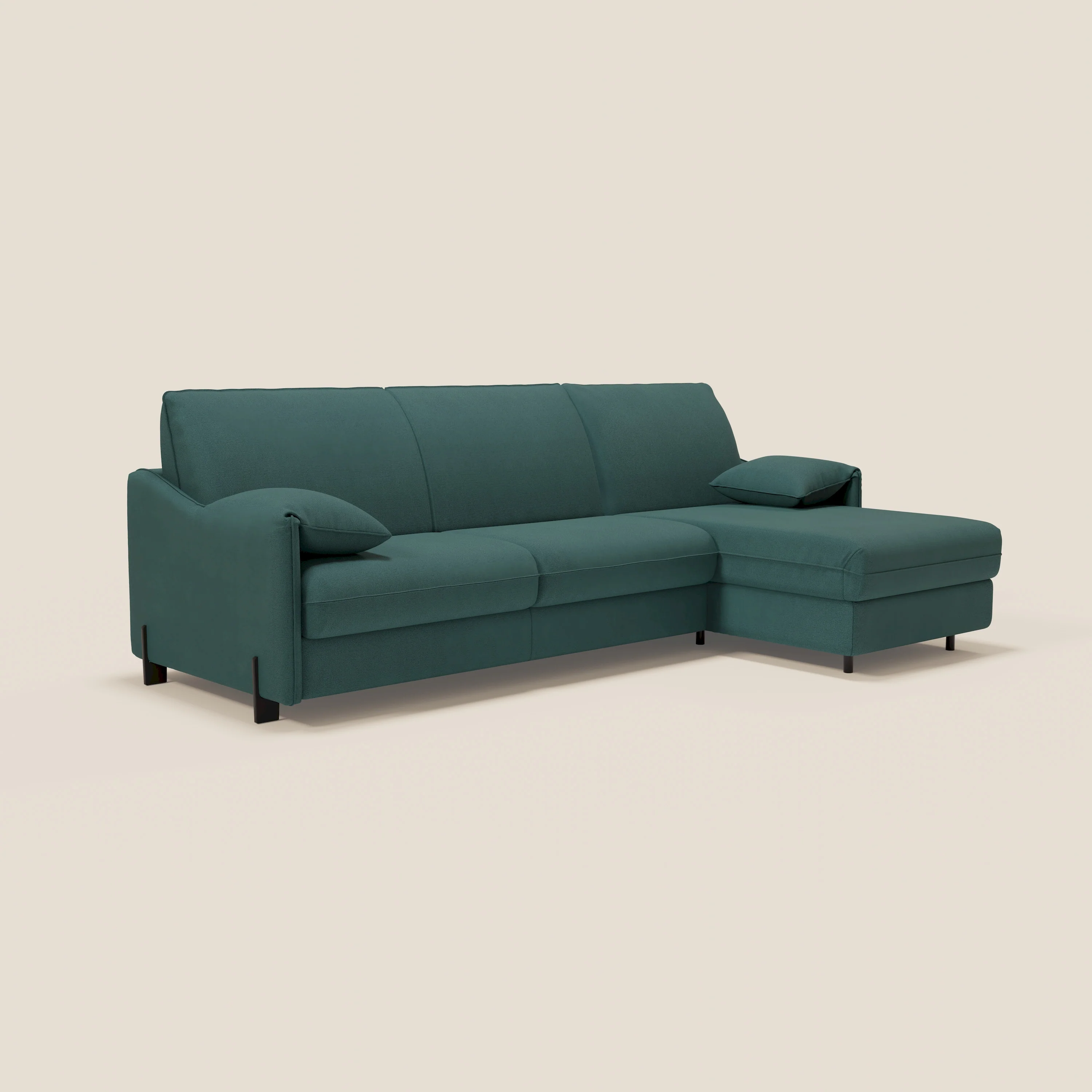 Primula Canapé convertible d'angle avec matelas H18 cm et chaise longue coffre en tissu détachable T05 vert - Image 4