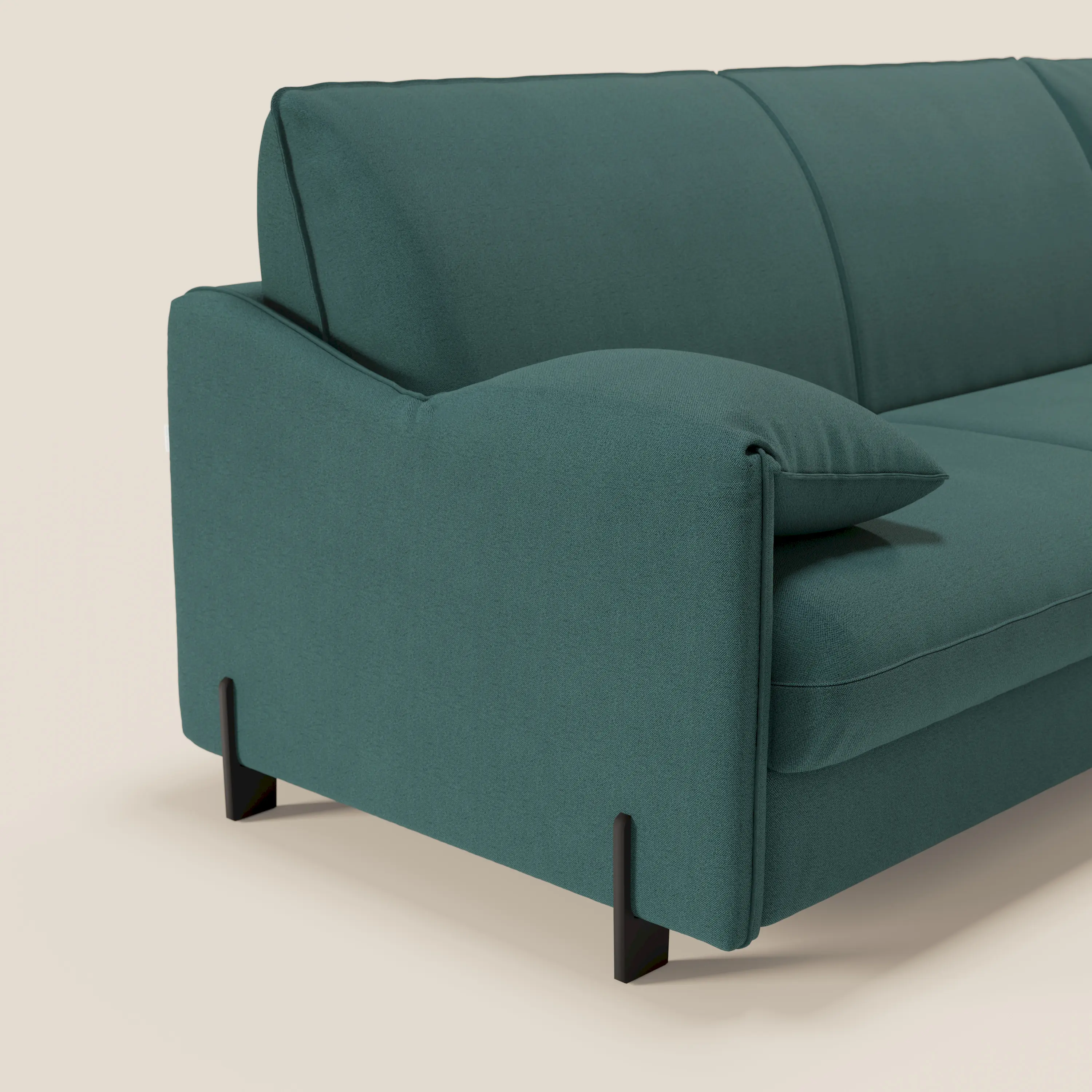 Primula Canapé convertible d'angle avec matelas H18 cm et chaise longue coffre en tissu détachable T05 vert - Image 5