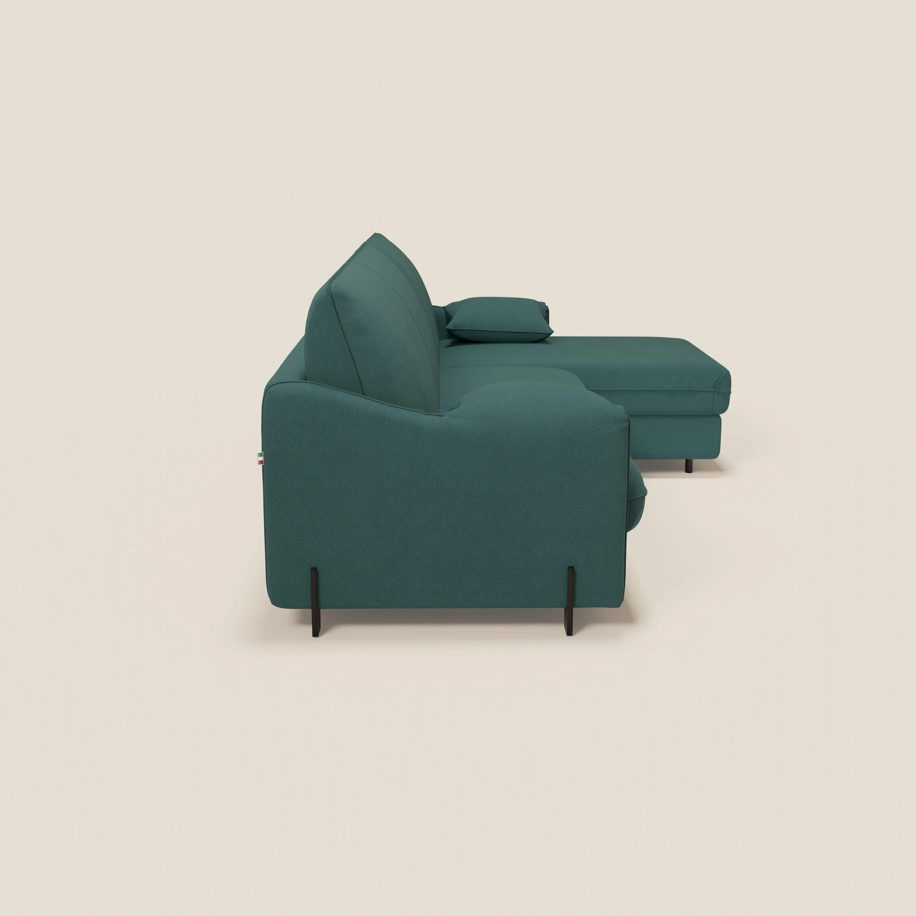 Primula Canapé convertible d'angle avec matelas H18 cm et chaise longue coffre en tissu détachable T05 vert - Image 7