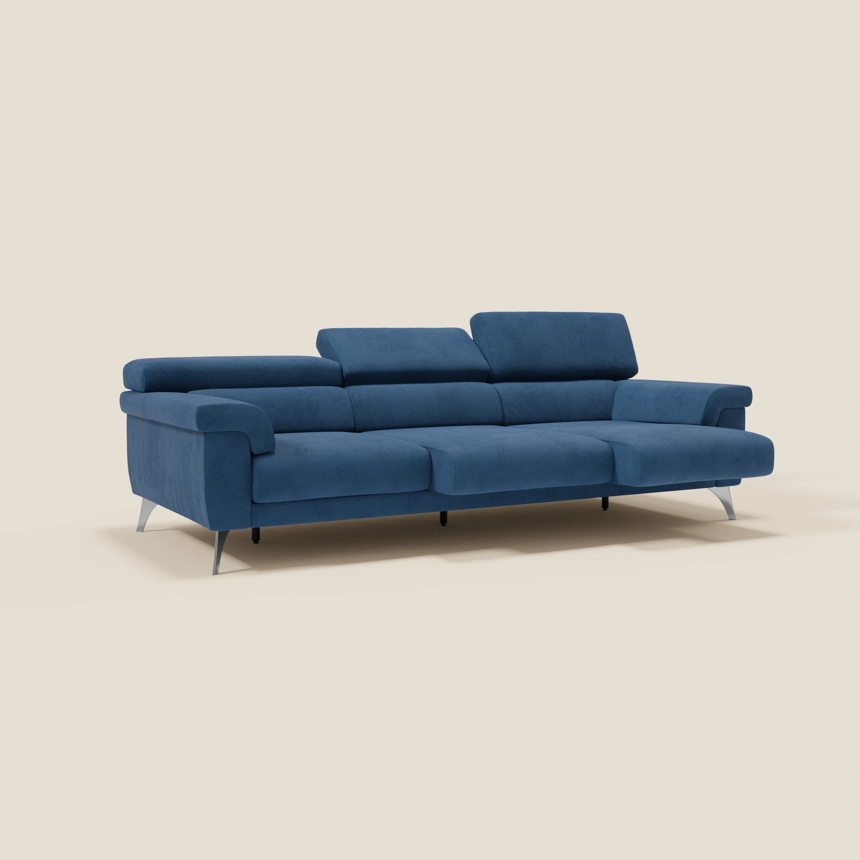 Raffaello Canapé avec 3 assises coulissantes et têtières inclinables en microfibre détachable T11 bleu - Image 2