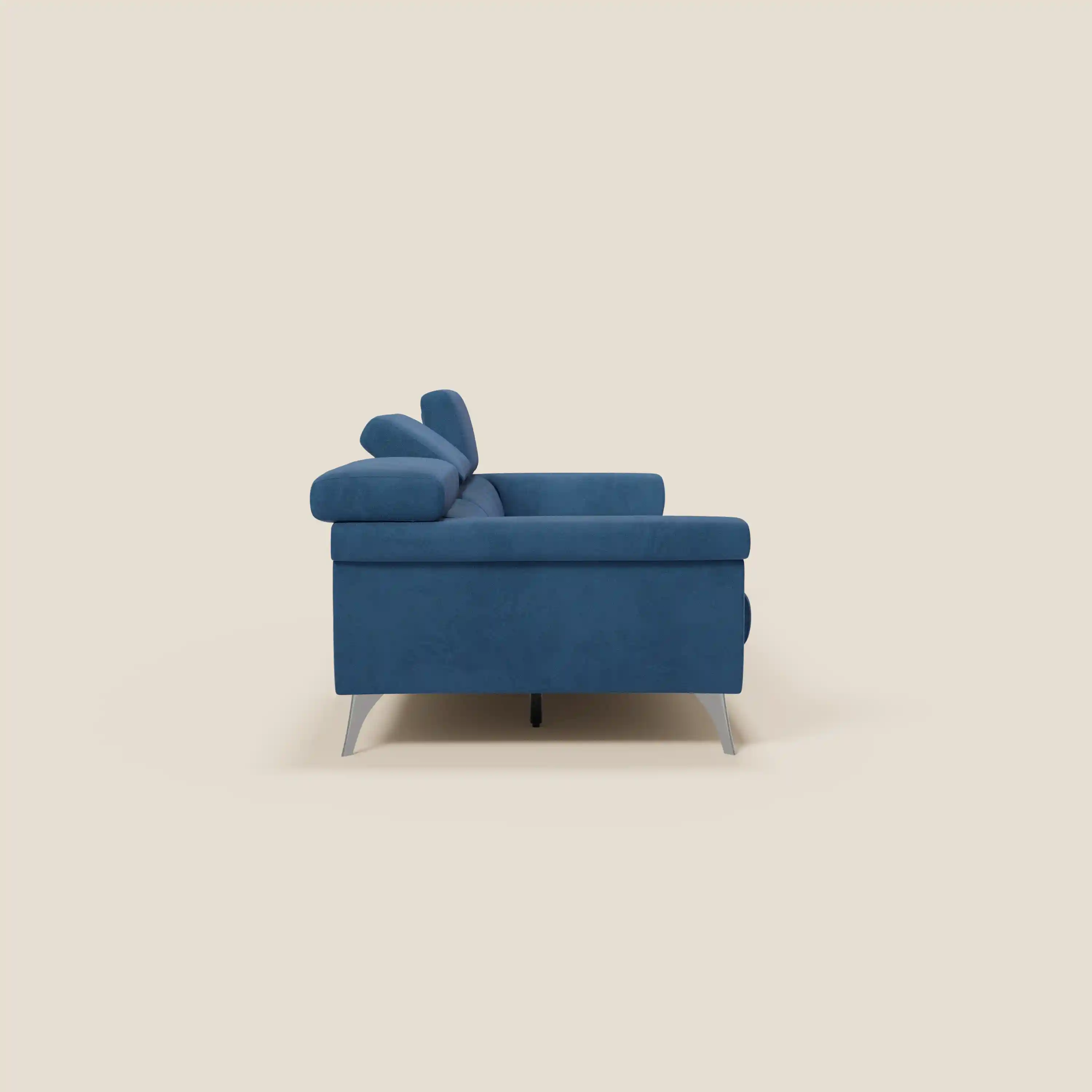 Raffaello Canapé avec 3 assises coulissantes et têtières inclinables en microfibre détachable T11 bleu - Image 6
