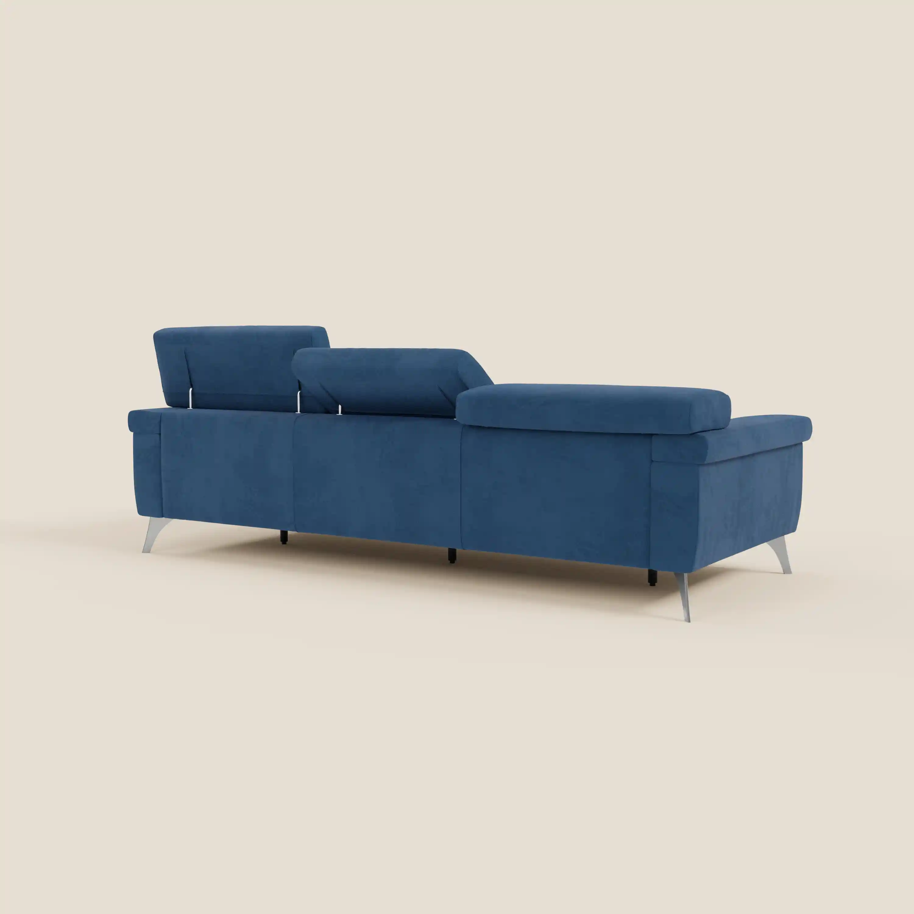 Raffaello Canapé avec 3 assises coulissantes et têtières inclinables en microfibre détachable T11 bleu - Image 7