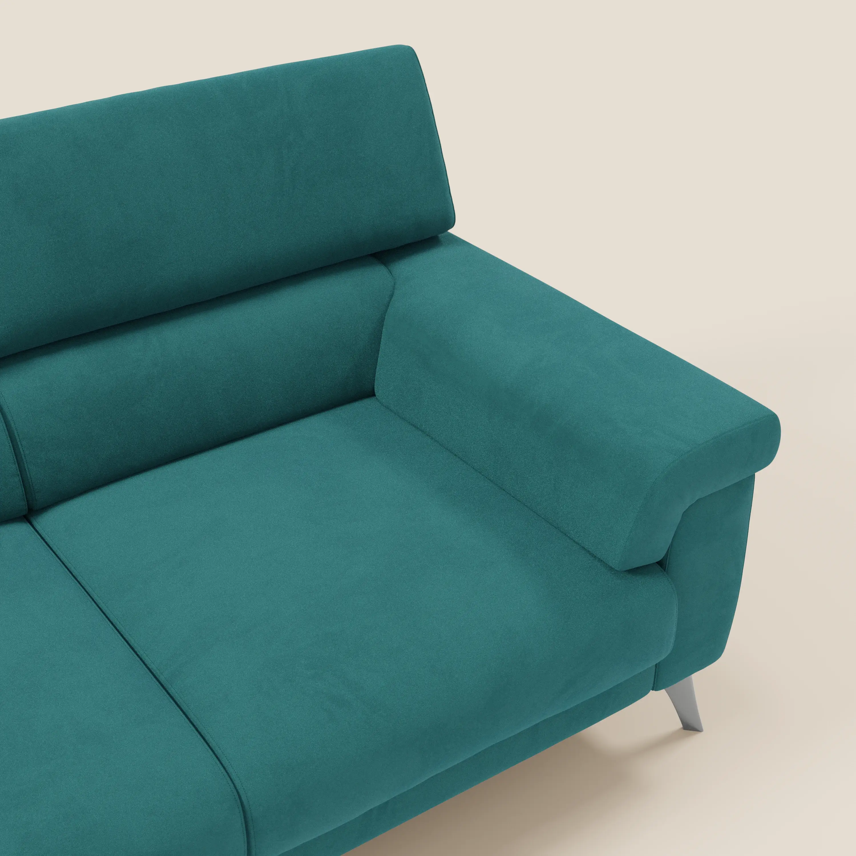 Raffaello Canapé avec 3 assises coulissantes et têtières inclinables en microfibre détachable T11 bleu canard - Image 10