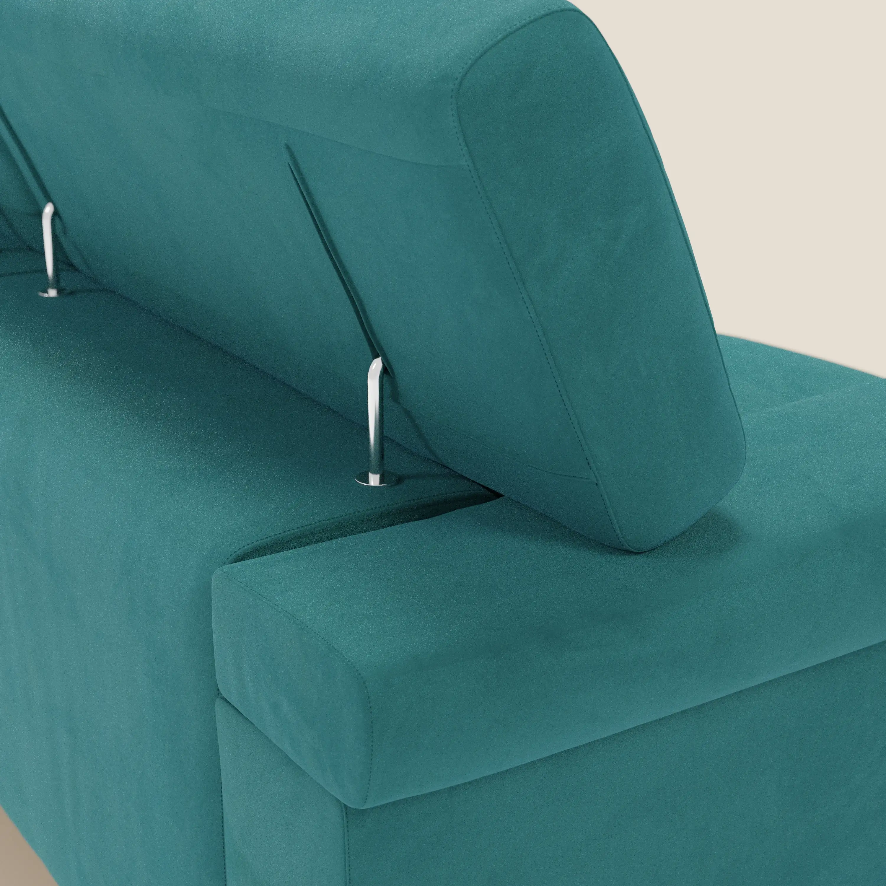 Raffaello Canapé avec 3 assises coulissantes et têtières inclinables en microfibre détachable T11 bleu canard - Image 9