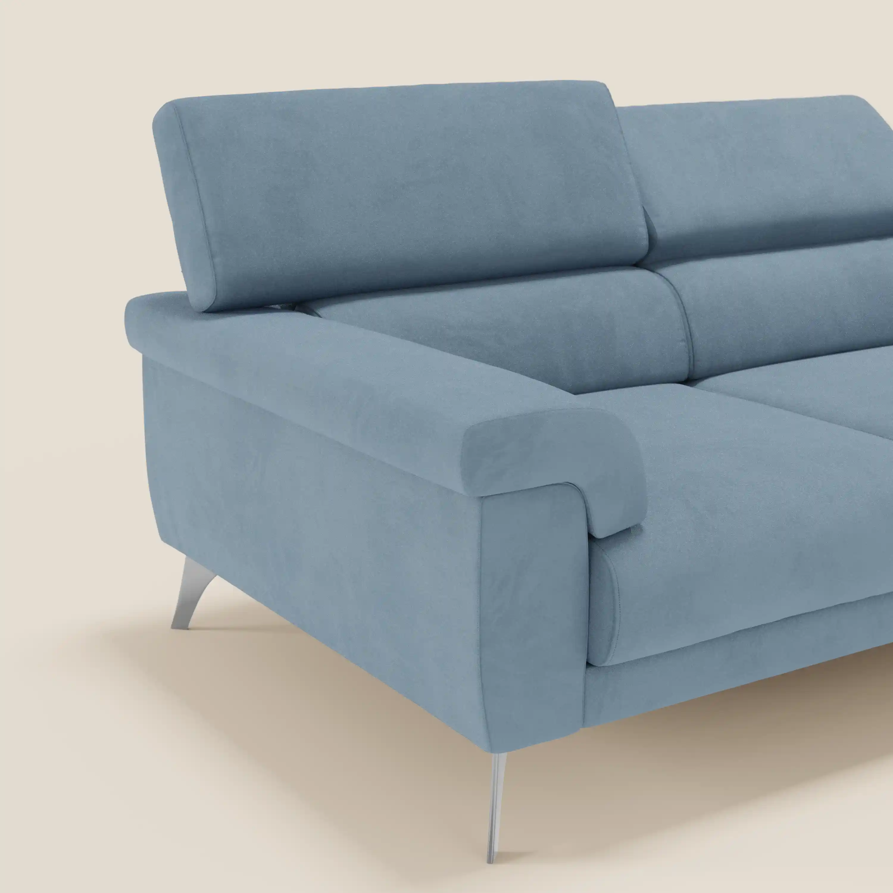 Raffaello Canapé avec 3 assises coulissantes et têtières inclinables en microfibre détachable T11 bleu pastel - Image 4