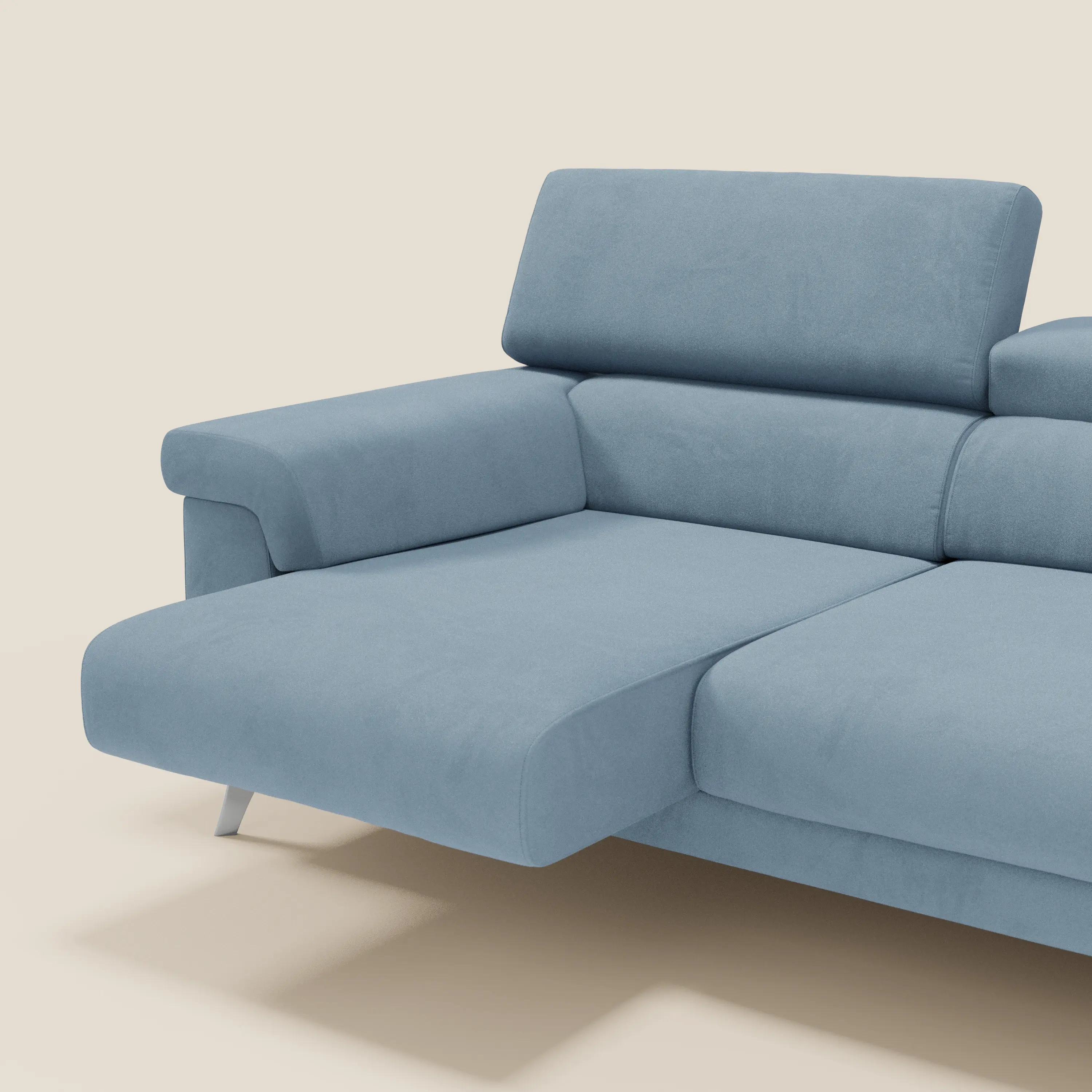 Raffaello Canapé avec 3 assises coulissantes et têtières inclinables en microfibre détachable T11 bleu pastel - Image 5
