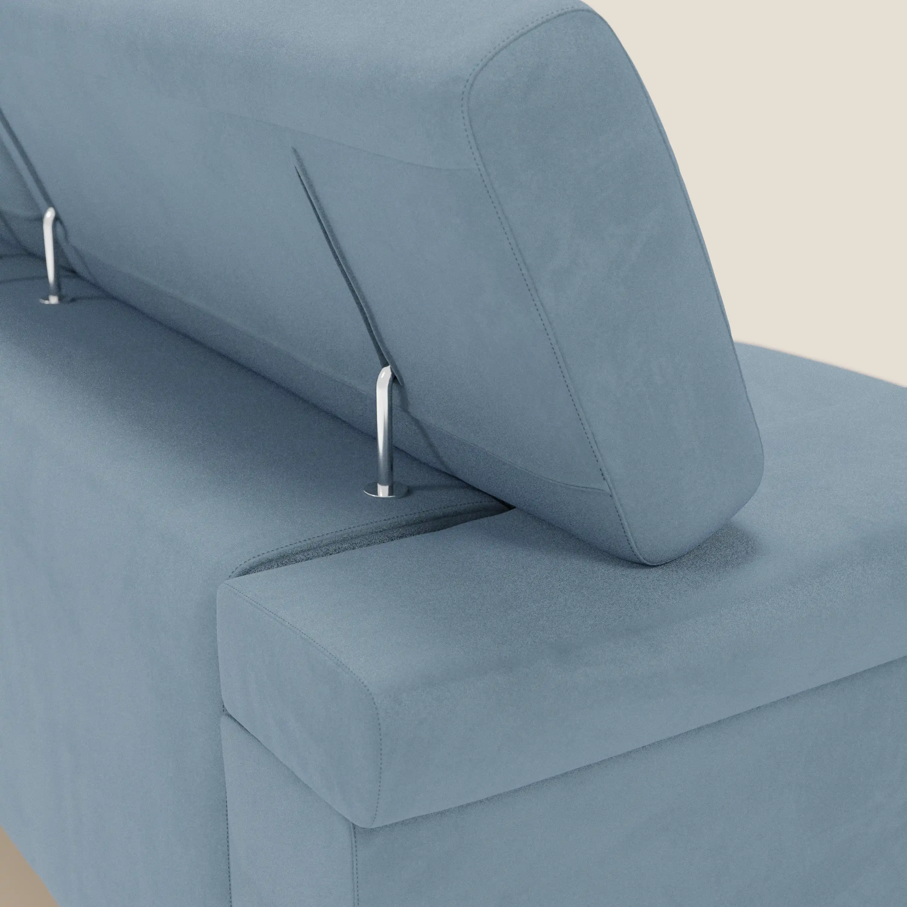 Raffaello Canapé avec 3 assises coulissantes et têtières inclinables en microfibre détachable T11 bleu pastel - Image 8