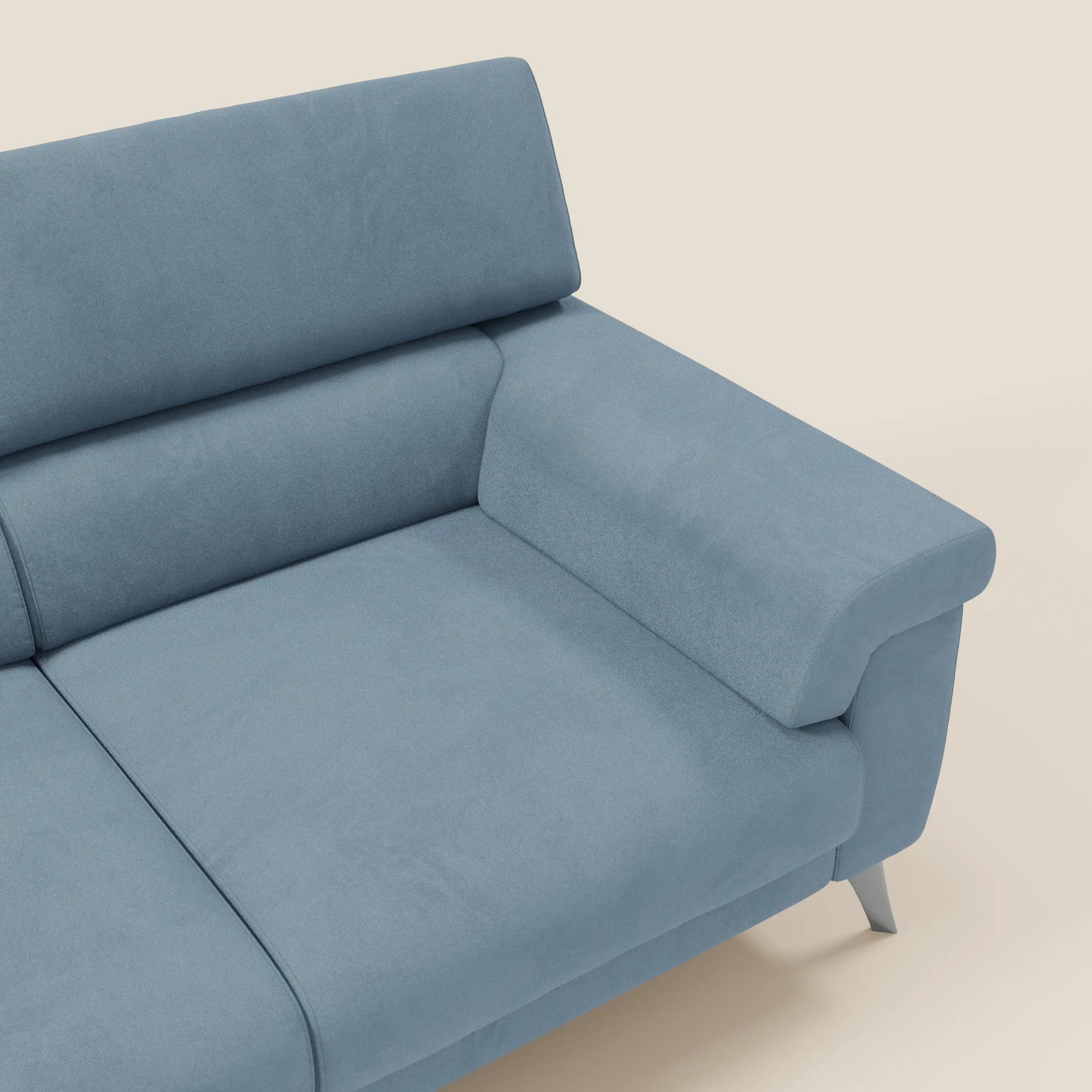 Raffaello Canapé avec 3 assises coulissantes et têtières inclinables en microfibre détachable T11 bleu pastel - Image 9