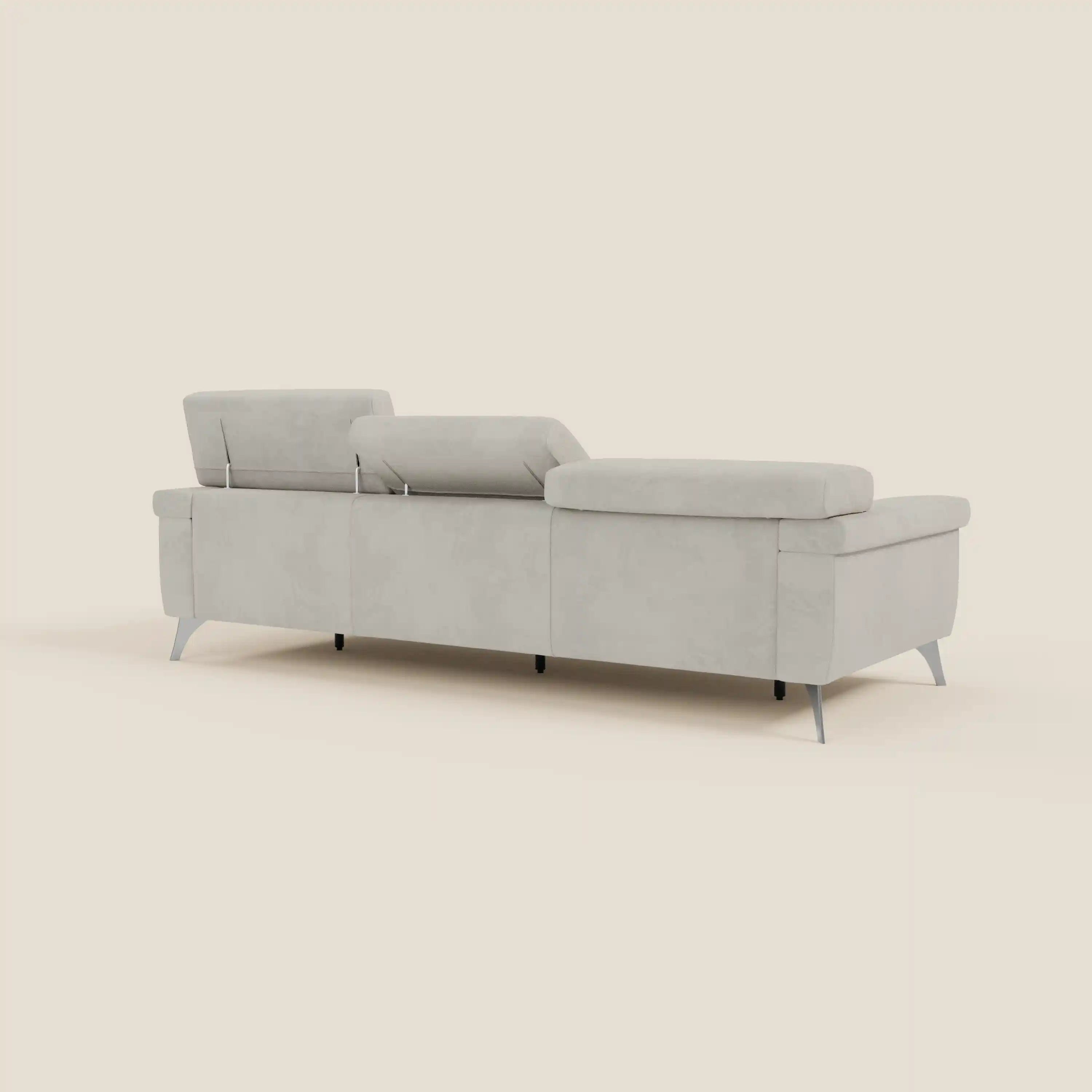 Raffaello Canapé avec 3 assises coulissantes et têtières inclinables en microfibre détachable T11 crème - Image 7