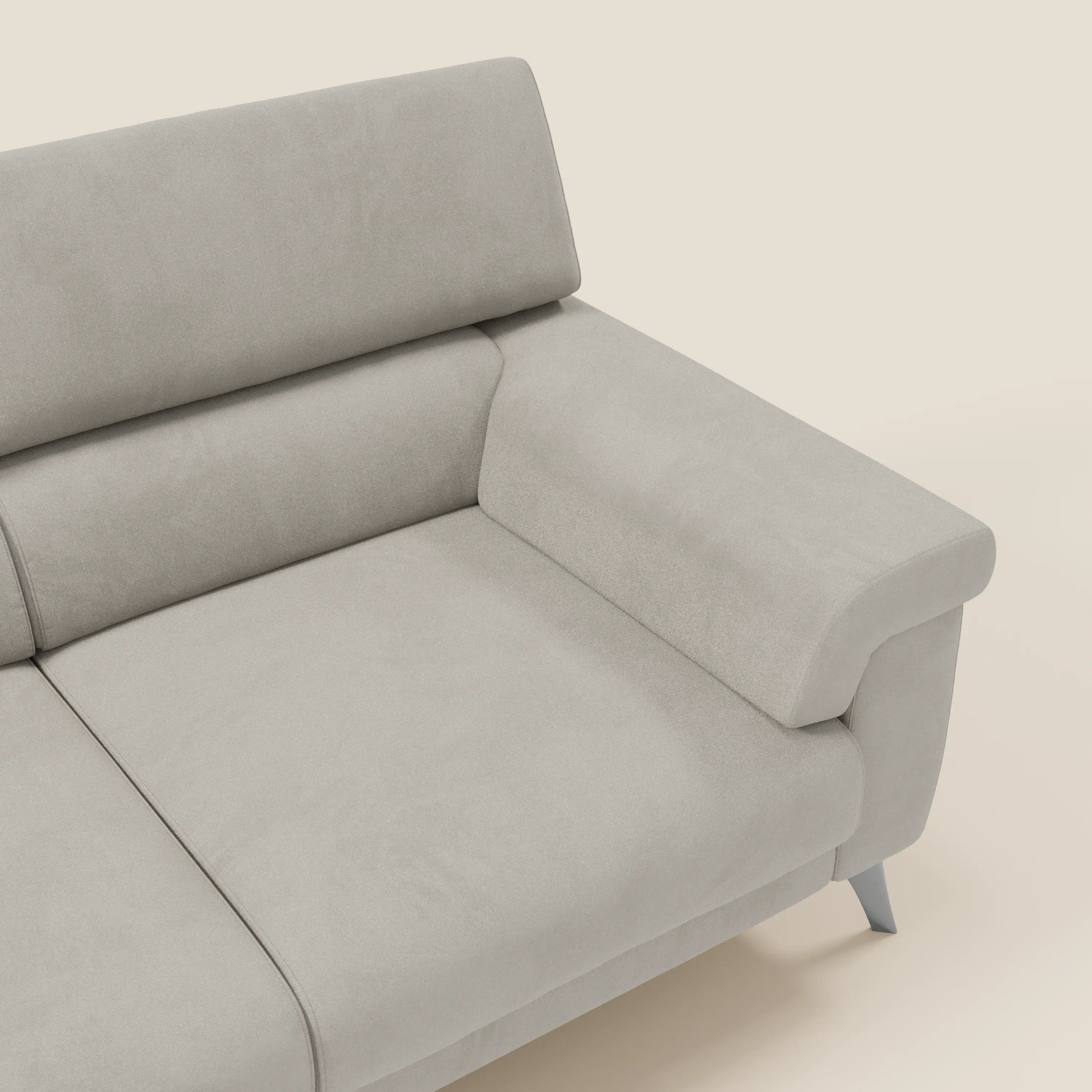 Raffaello Canapé avec 3 assises coulissantes et têtières inclinables en microfibre détachable T11 crème - Image 9