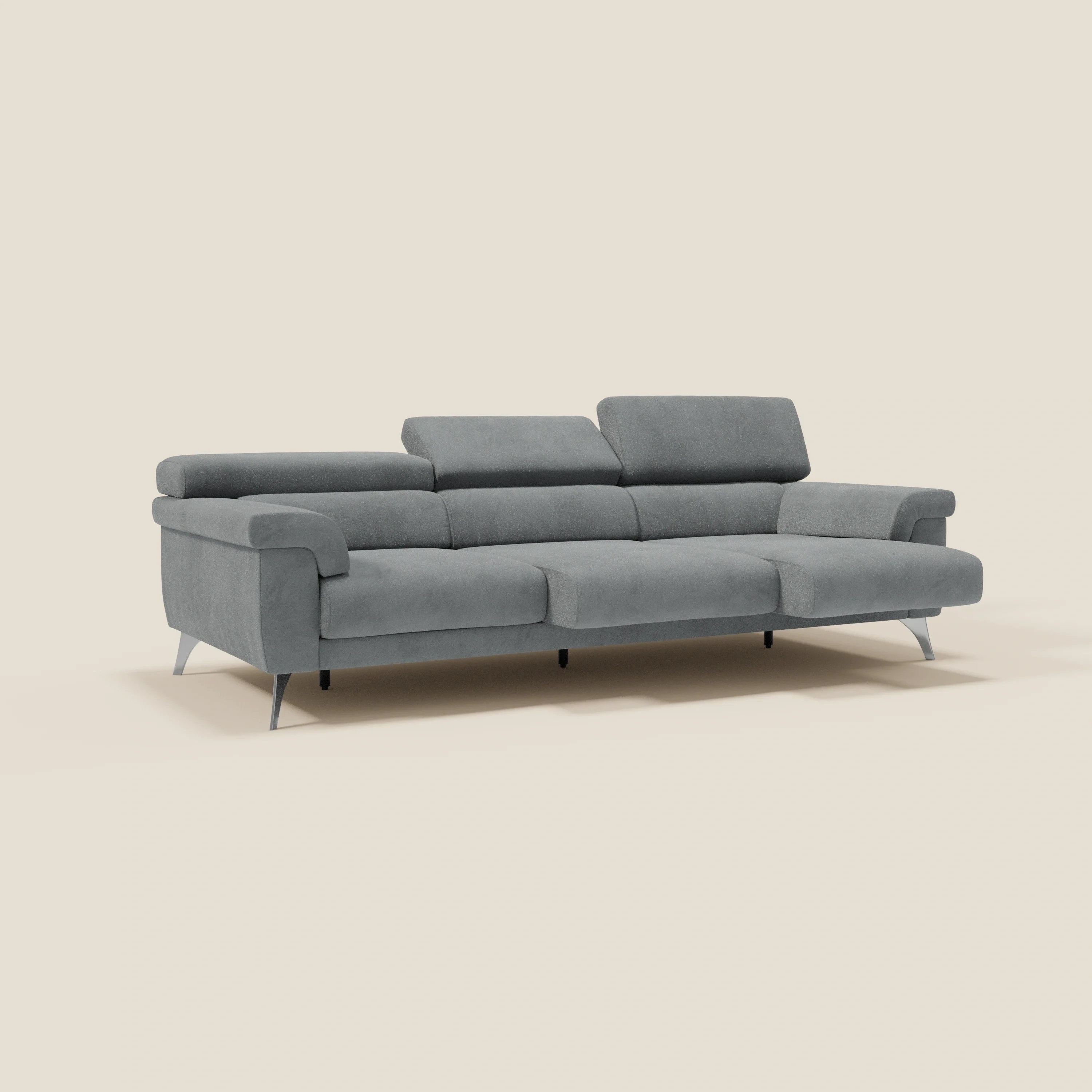 Raffaello Canapé avec 3 assises coulissantes et têtières inclinables en microfibre détachable T11 gris - Image 2