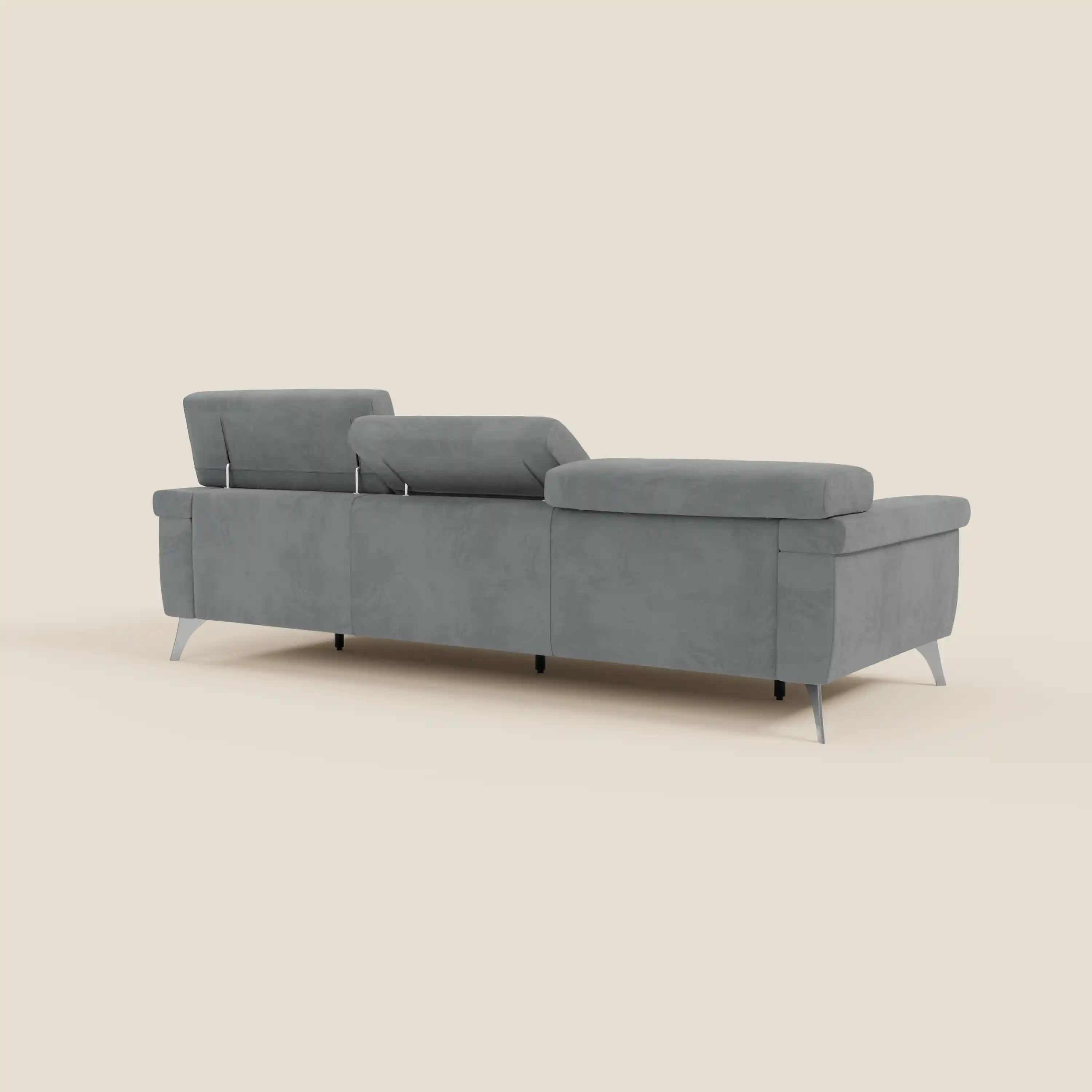 Raffaello Canapé avec 3 assises coulissantes et têtières inclinables en microfibre détachable T11 gris - Image 7