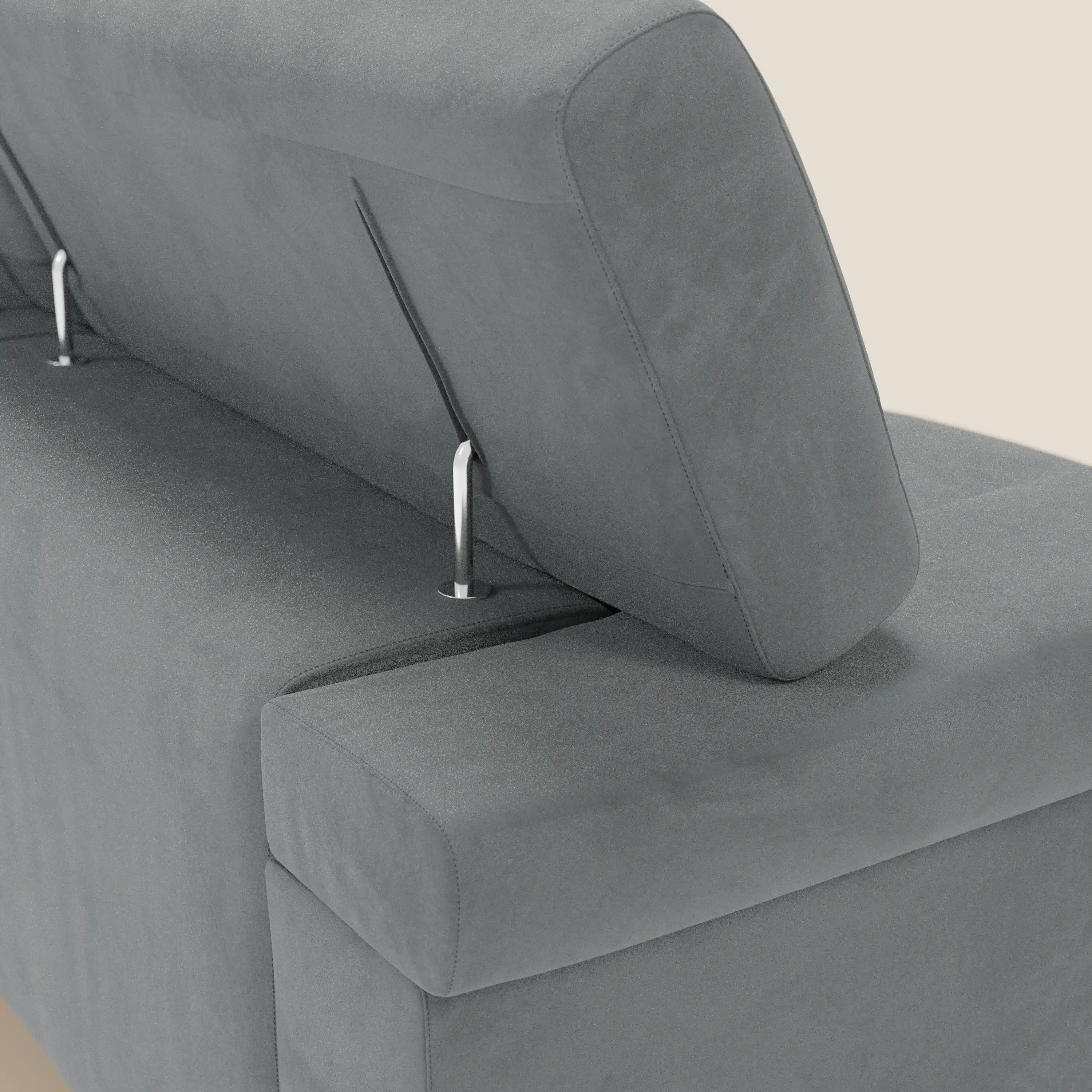 Raffaello Canapé avec 3 assises coulissantes et têtières inclinables en microfibre détachable T11 gris - Image 8