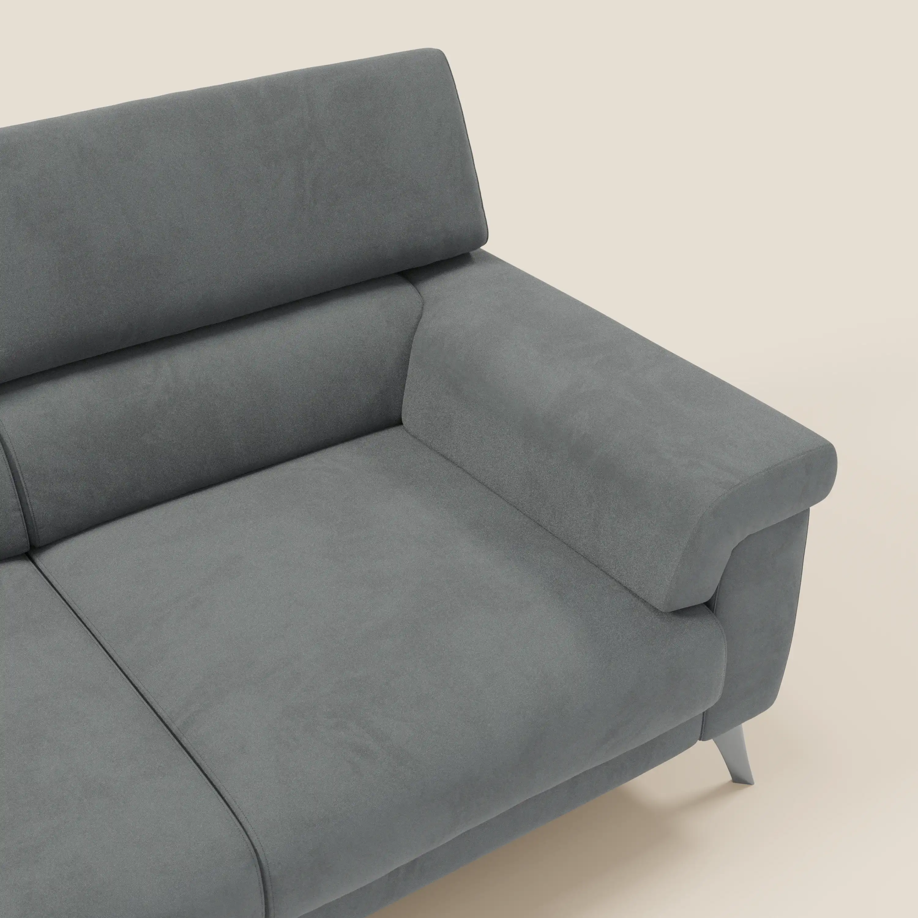 Raffaello Canapé avec 3 assises coulissantes et têtières inclinables en microfibre détachable T11 gris - Image 9