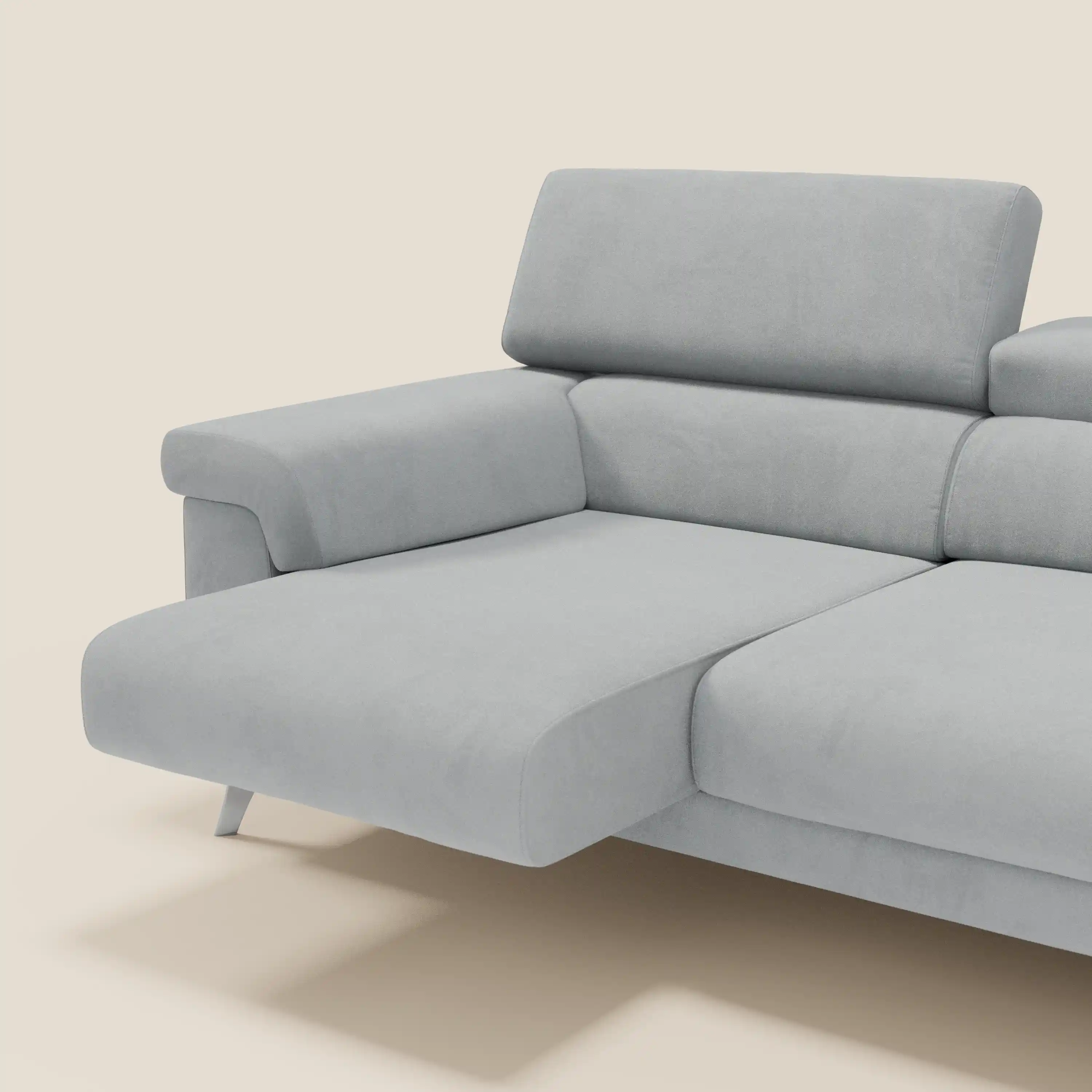 Raffaello Canapé avec 3 assises coulissantes et têtières inclinables en microfibre détachable T11 gris clair - Image 5